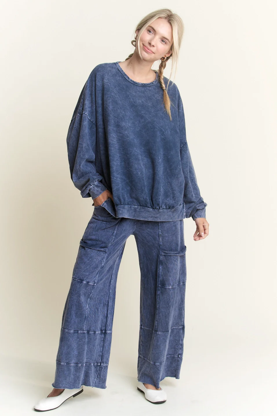 Mineral Washed Wide Leg Pants - Image 3