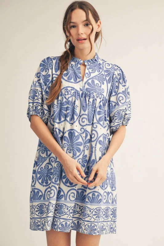 Bayleigh Floral Print Eyelet Babydoll Dress - Image 3