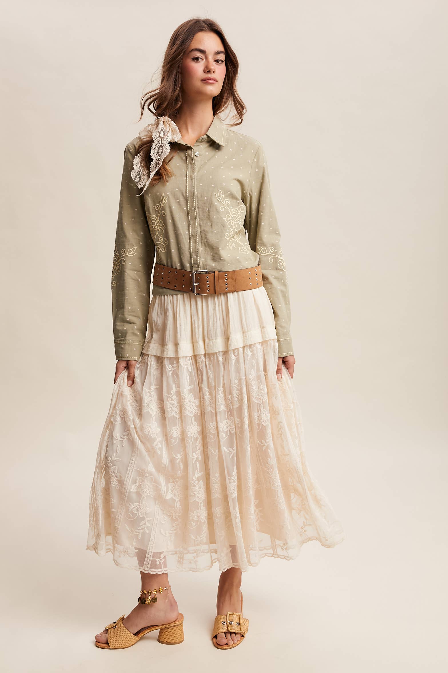 Vintage Floral Embroidered Maxi Skirt - Image 12