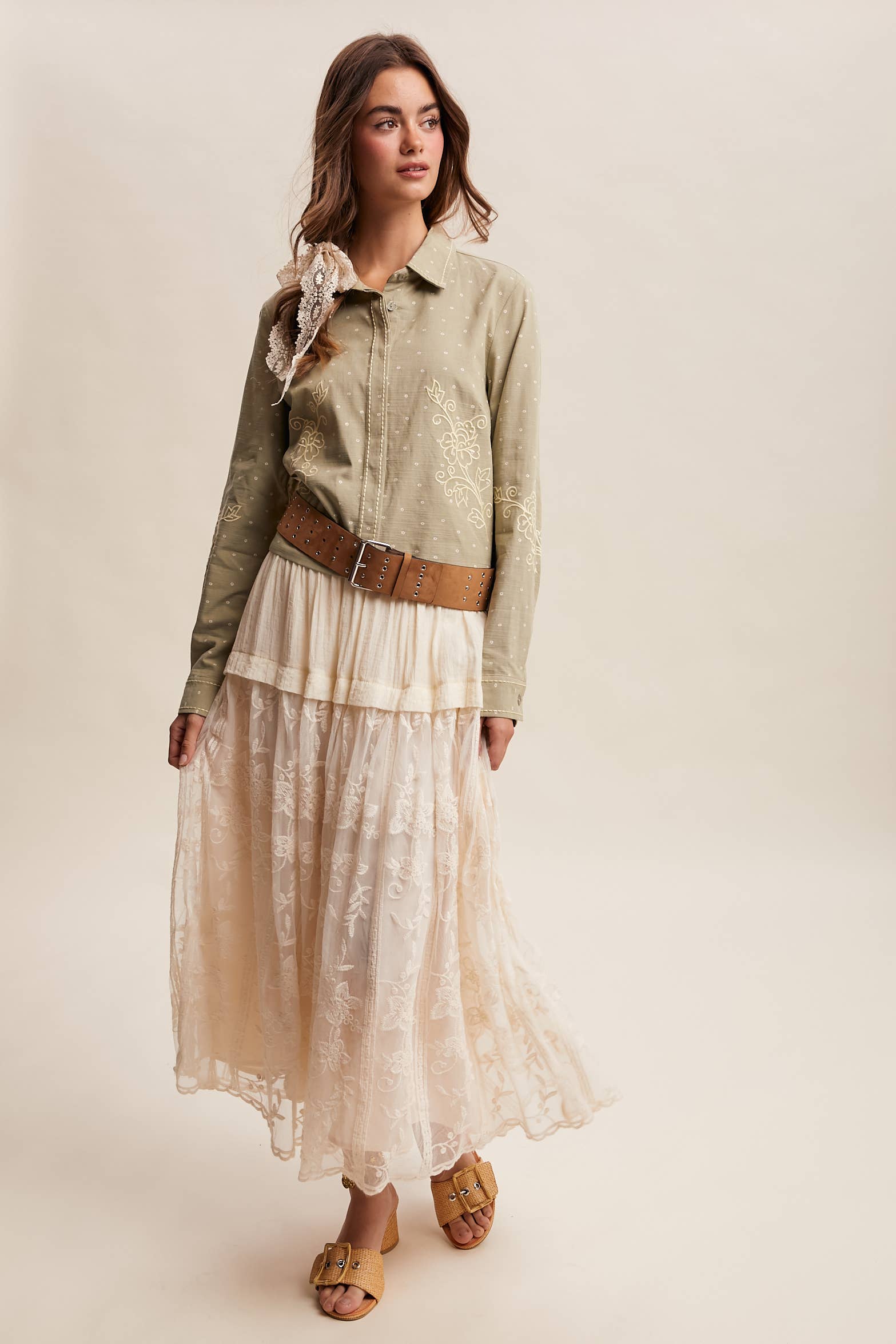 Vintage Floral Embroidered Maxi Skirt - Image 13