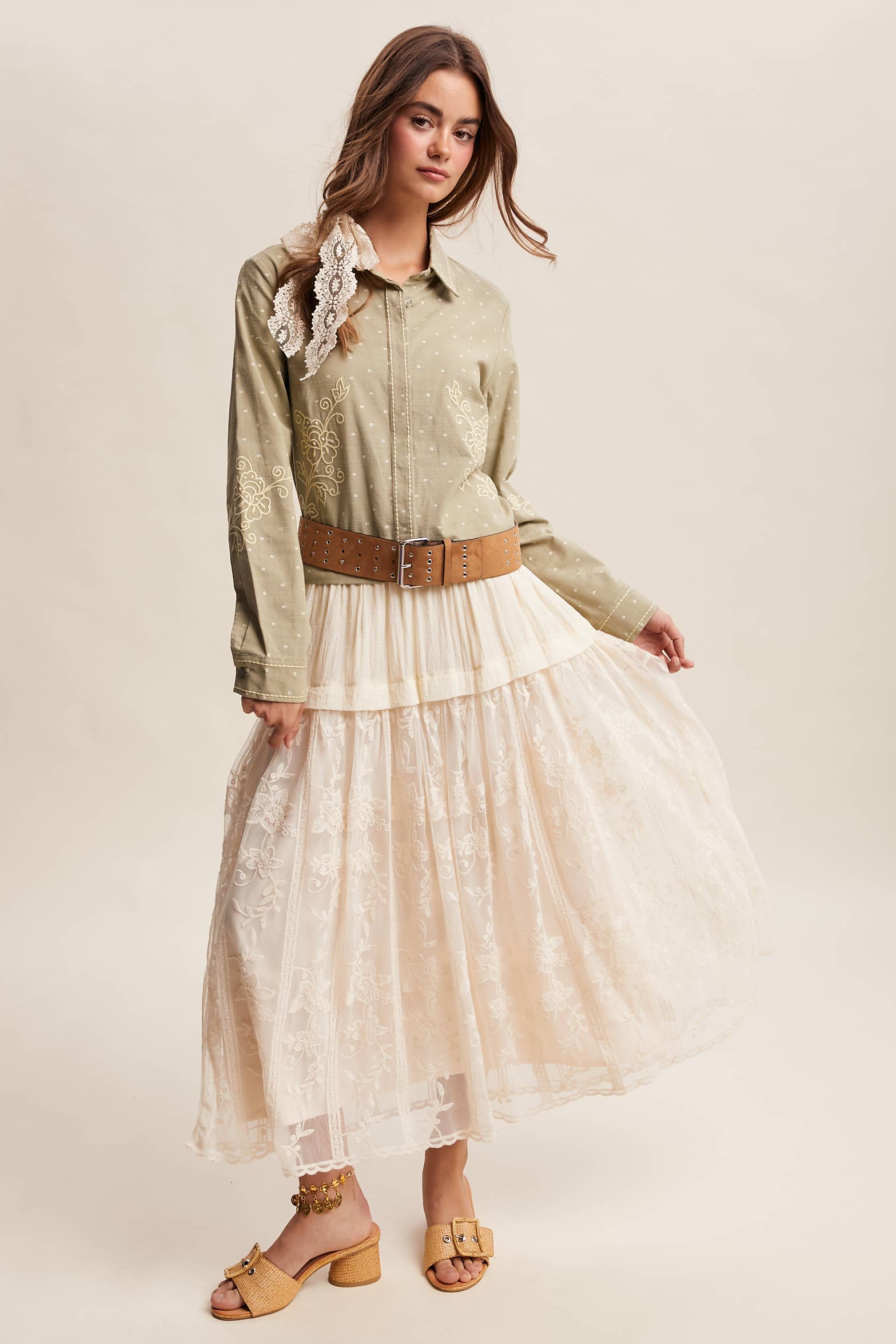 Vintage Floral Embroidered Maxi Skirt - Image 14