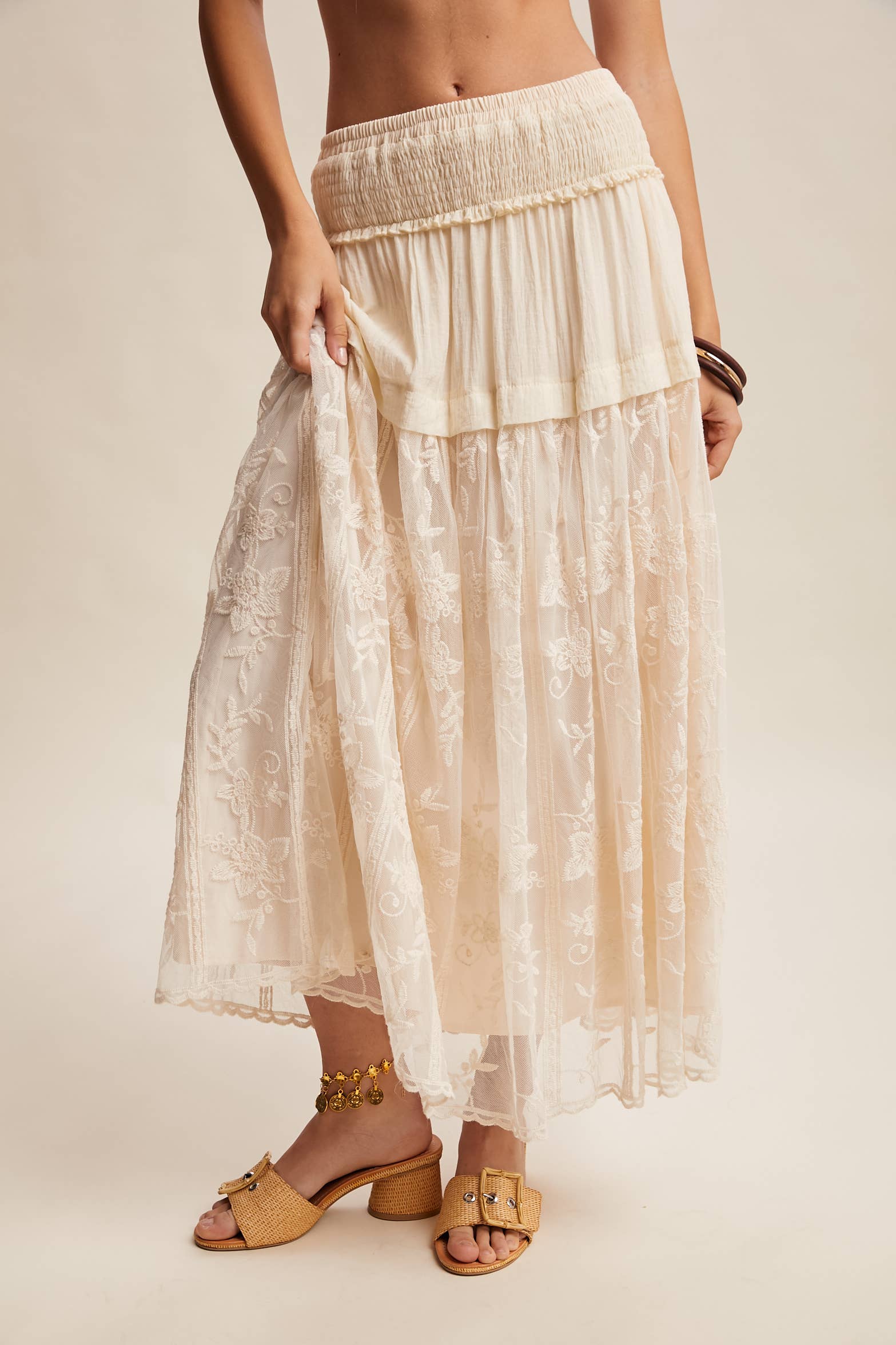Vintage Floral Embroidered Maxi Skirt - Image 3