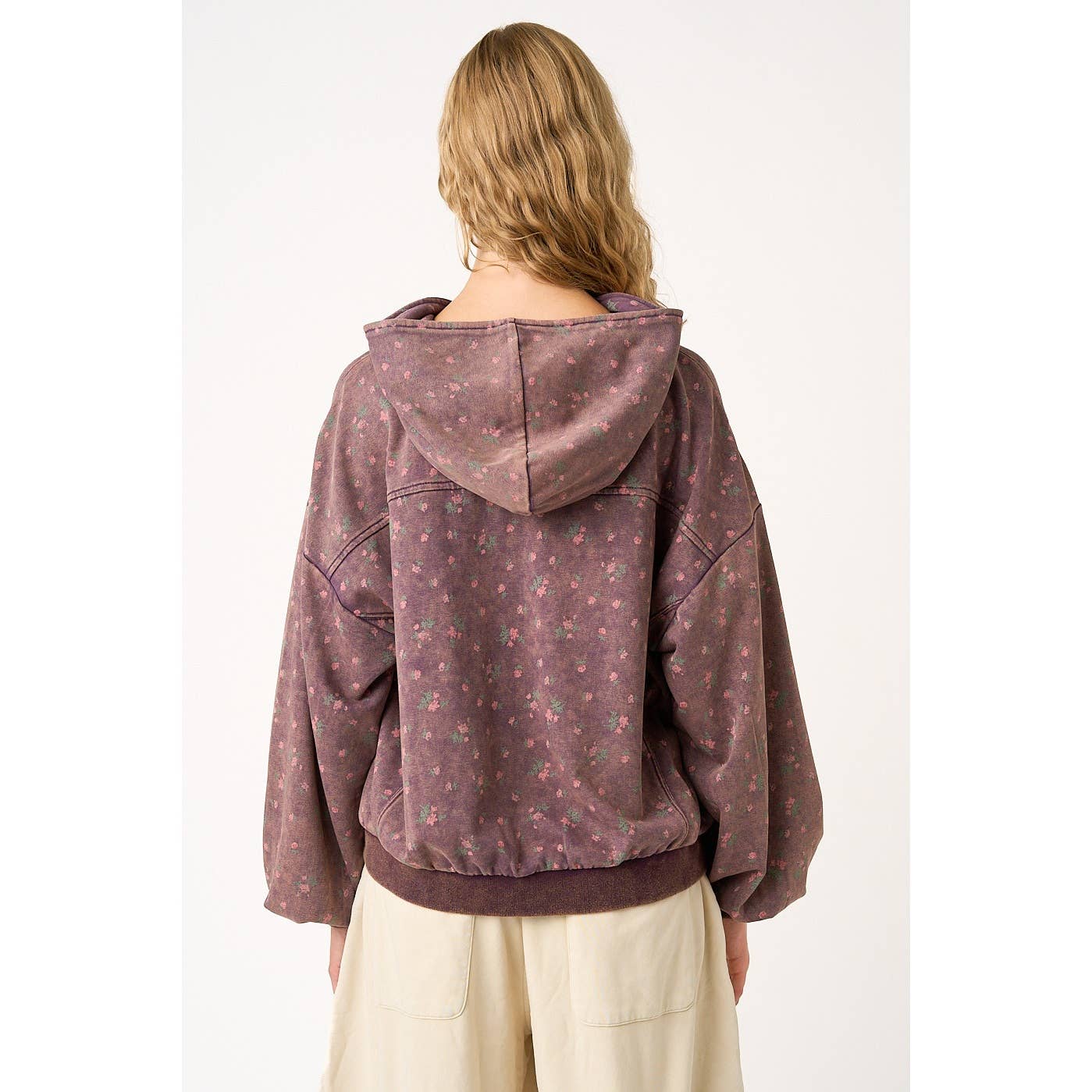 Floral Printed Distressed Hoodie - Image 2