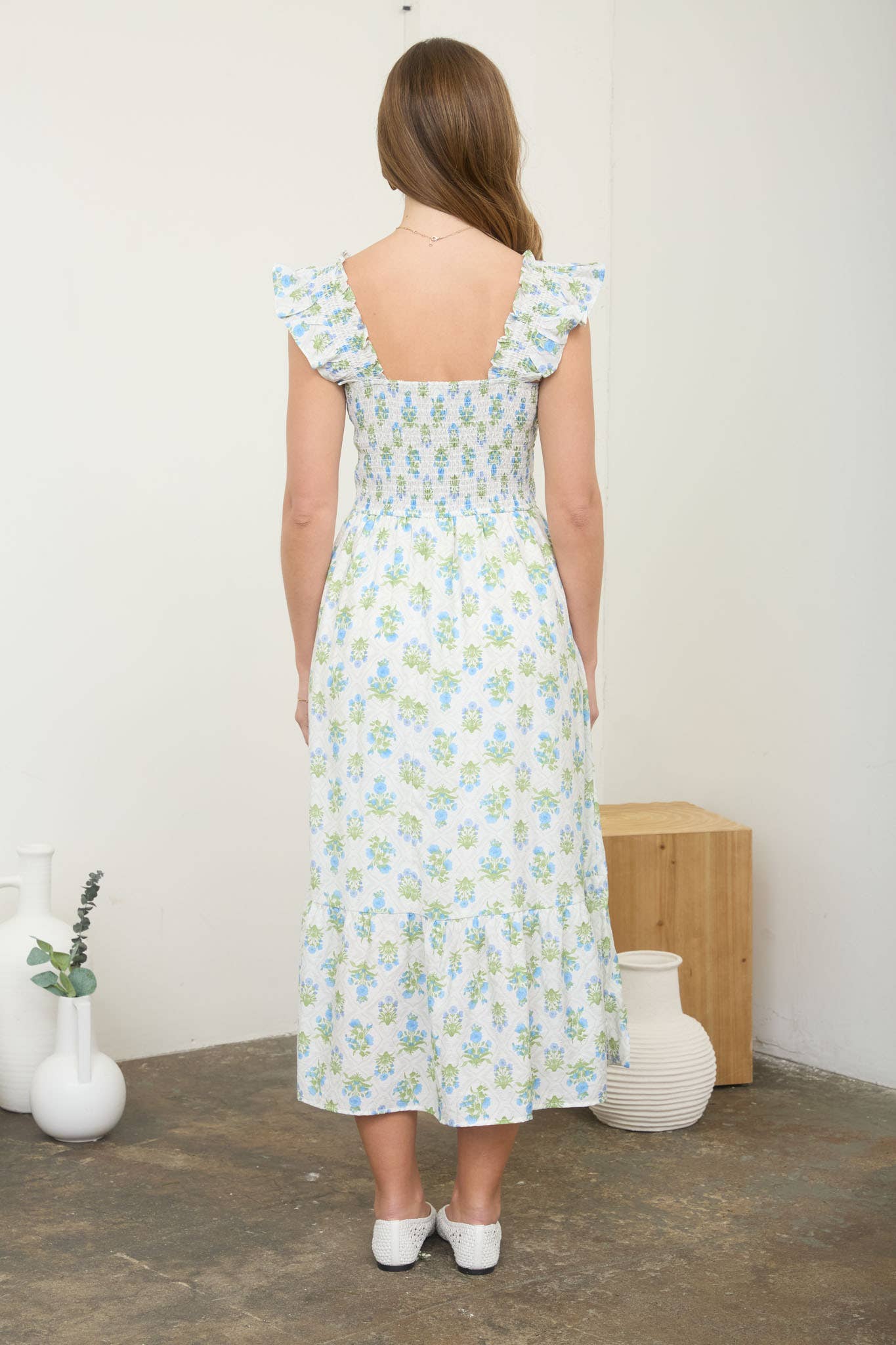 Floral Smocked Midi Dress - Image 2