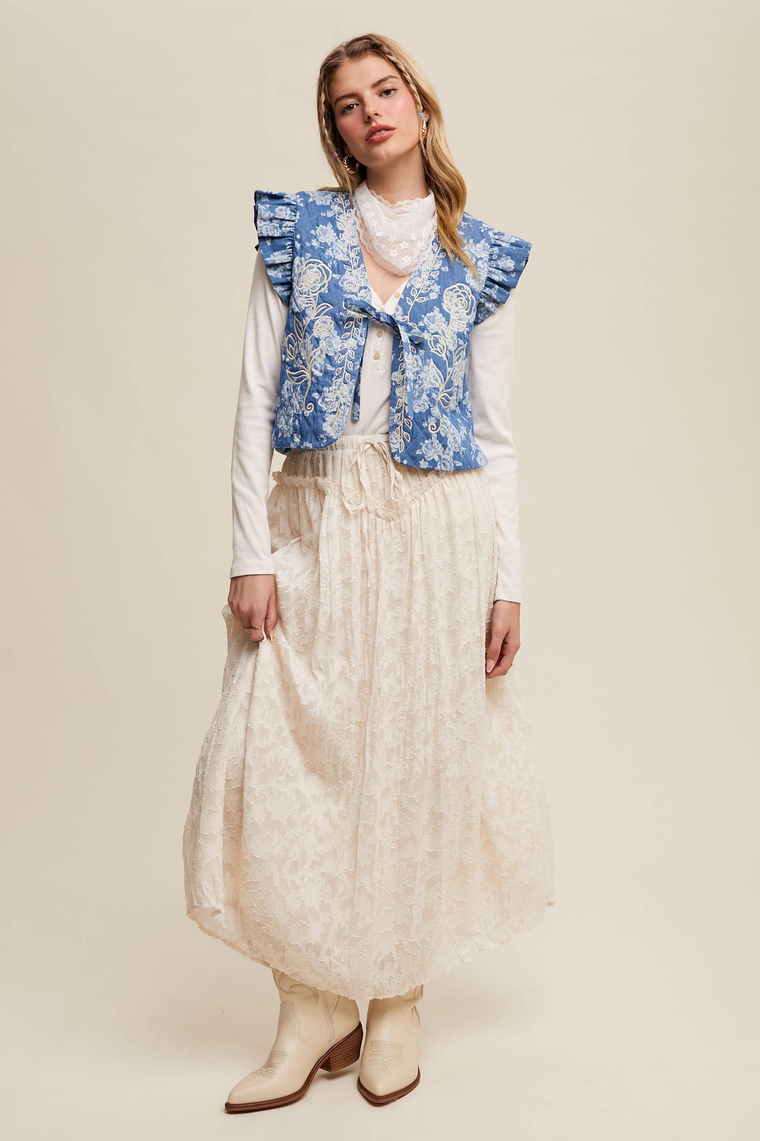 Burnout Floral Vintage Skirt - Image 10