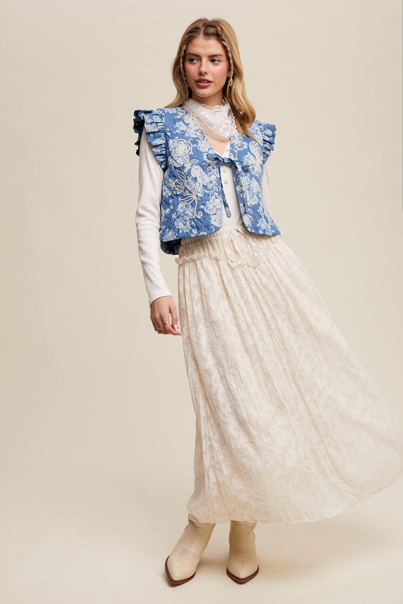 Burnout Floral Vintage Skirt - Image 11