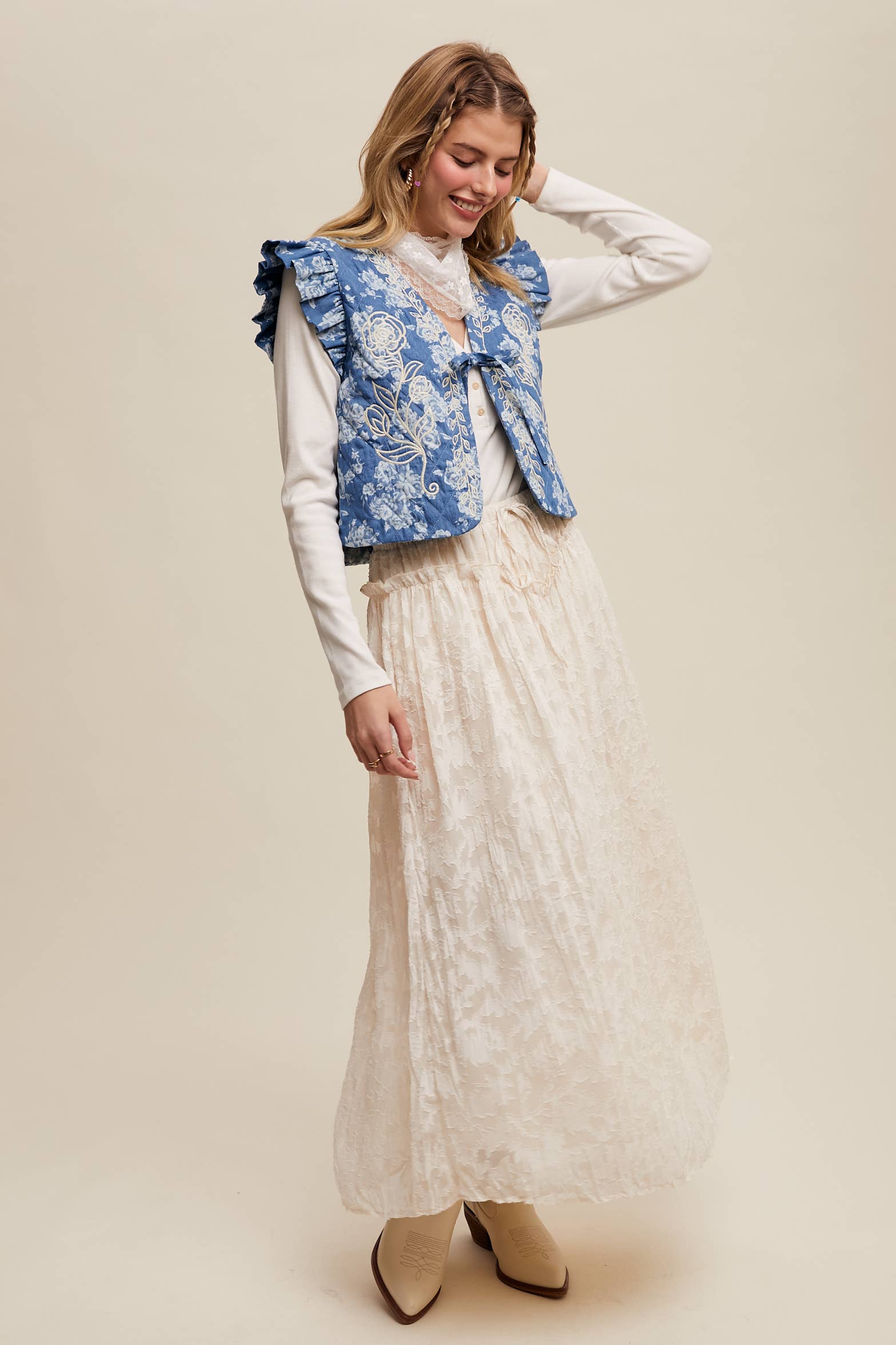 Burnout Floral Vintage Skirt - Image 13
