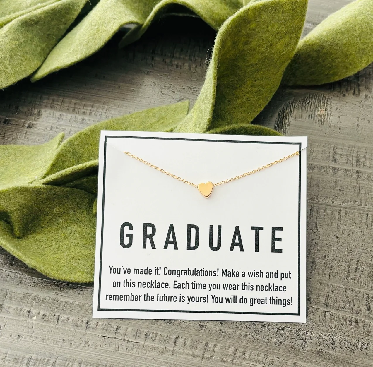 Graduation Gift Heart Necklace Card