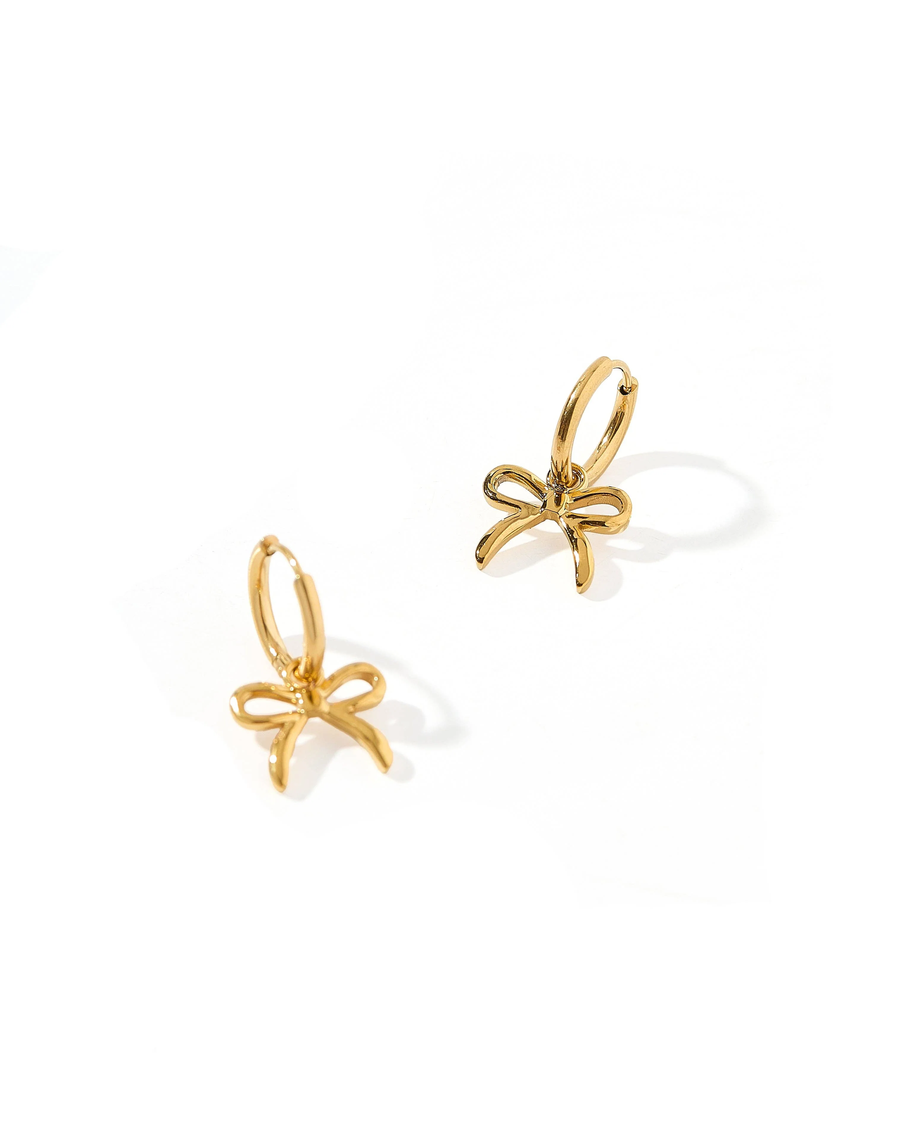 Huggie Charm Earrings - Sadie Bow Gold - Image 3