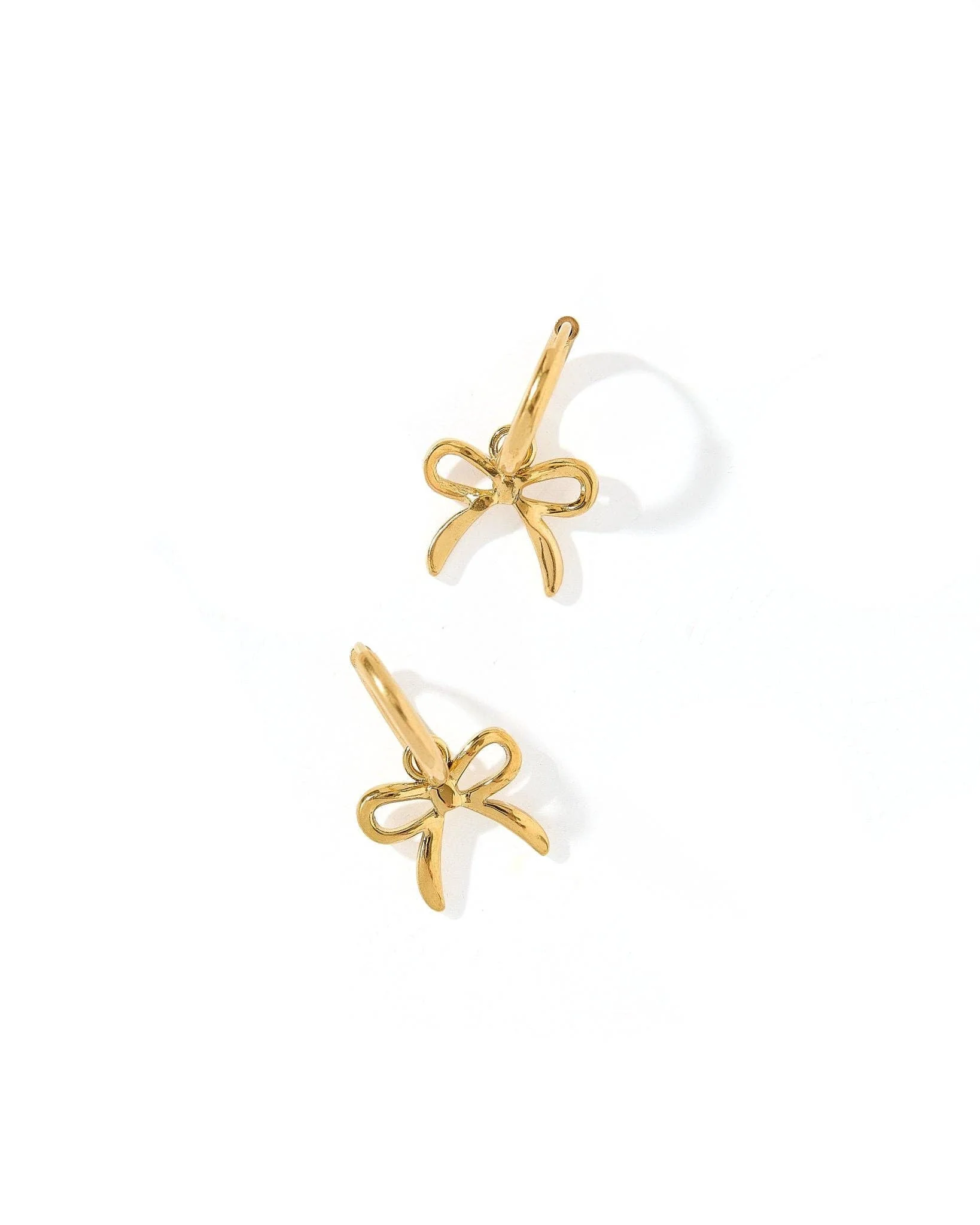 Huggie Charm Earrings - Sadie Bow Gold - Image 4
