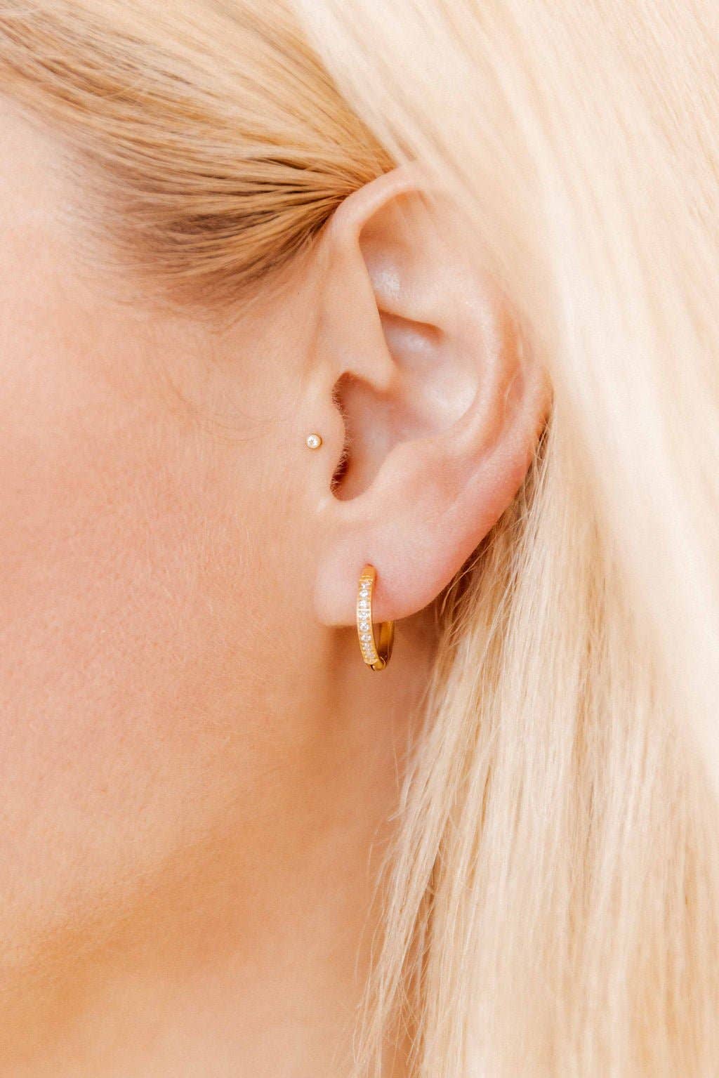 Huggie Earrings - Scarlett Hoop Gold 12mm CZ - Image 2