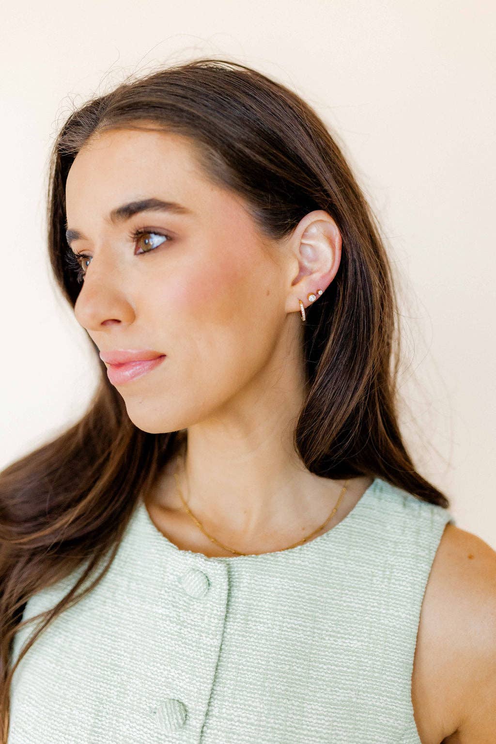 Huggie Earrings - Scarlett Hoop Gold 12mm CZ - Image 20