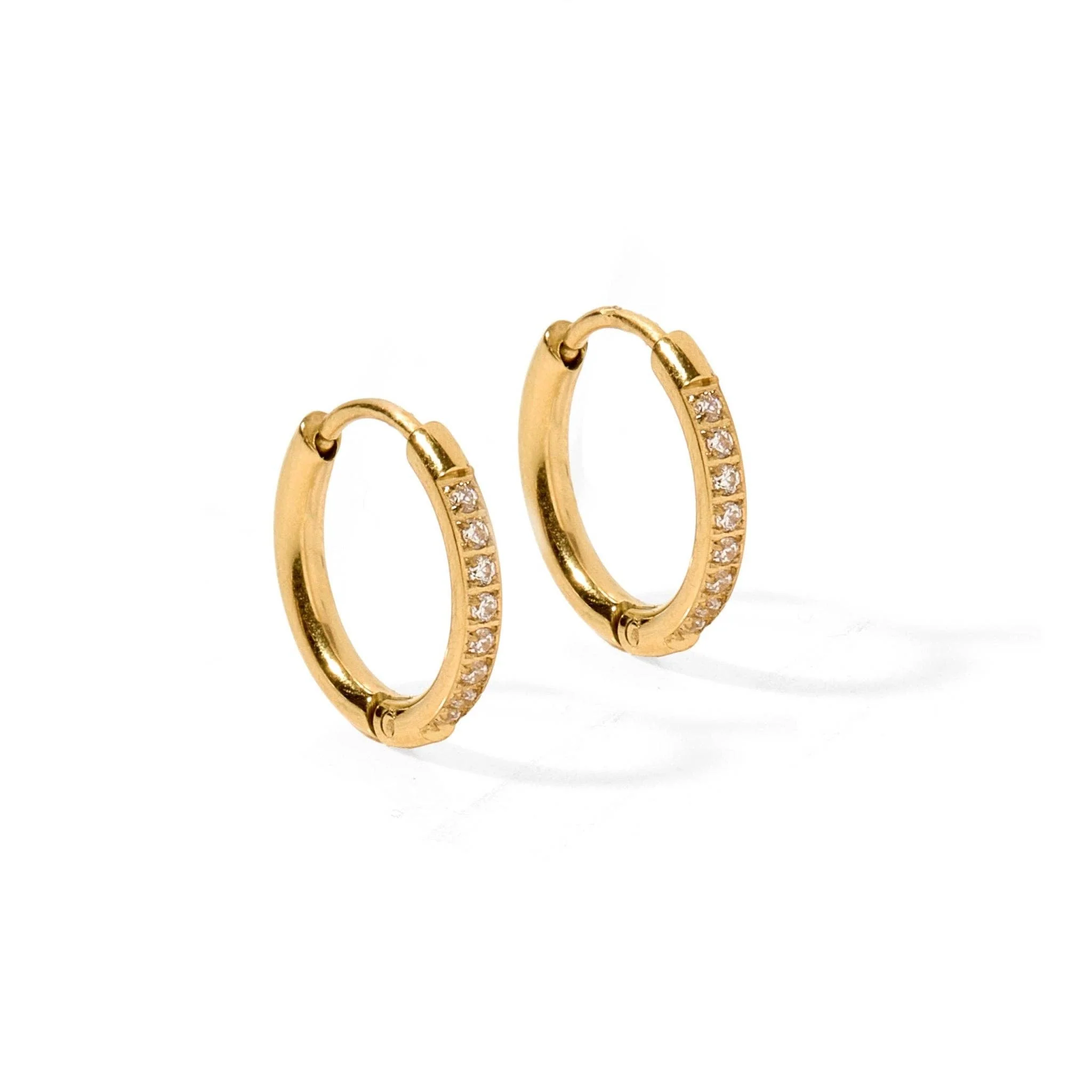 Huggie Earrings - Scarlett Hoop Gold 12mm CZ - Image 3