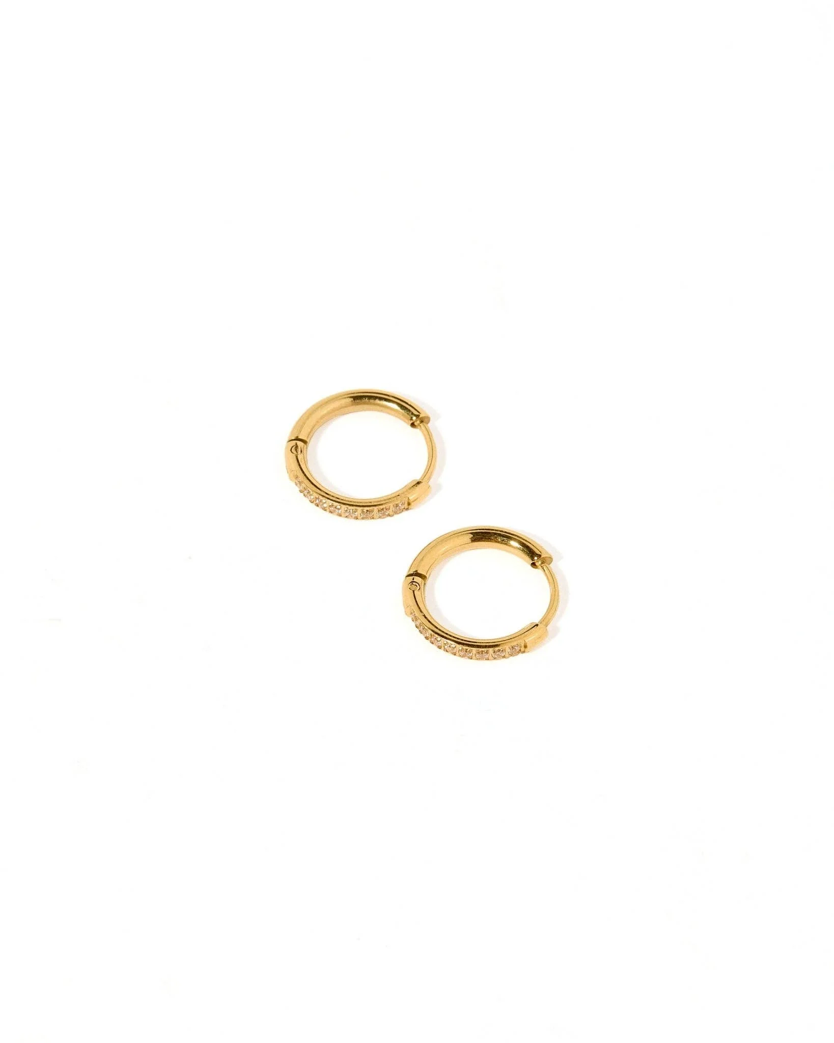 Huggie Earrings - Scarlett Hoop Gold 12mm CZ - Image 5