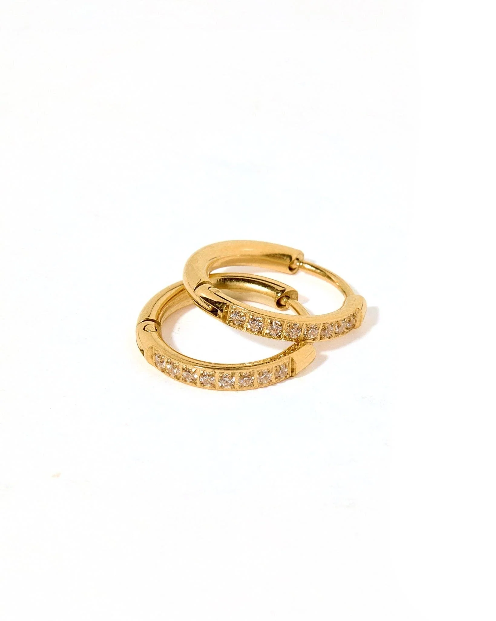 Huggie Earrings - Scarlett Hoop Gold 12mm CZ - Image 6