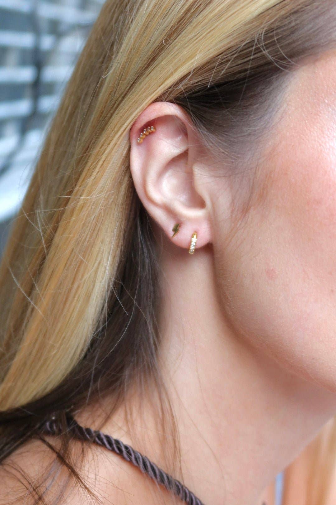 Huggie Earrings - Scarlett Hoop Gold 8mm CZ - Image 23