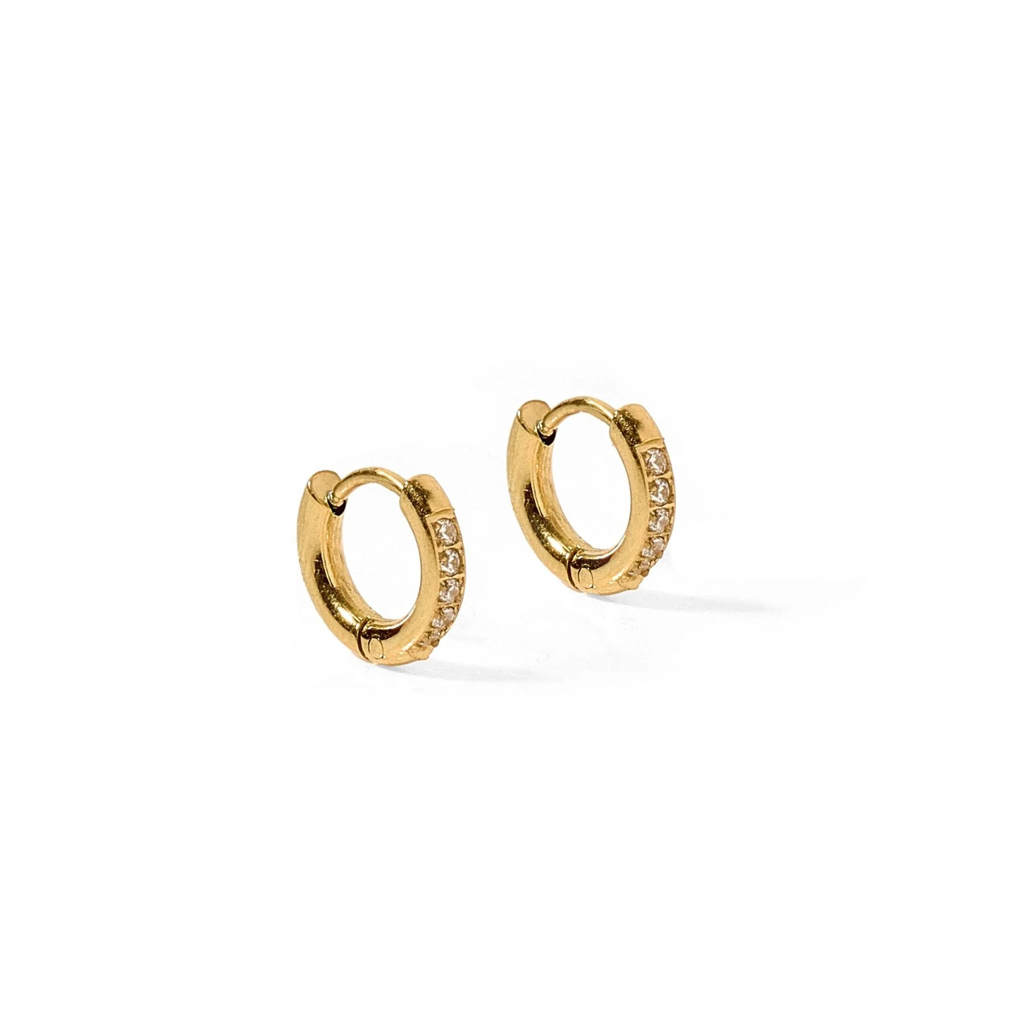 Huggie Earrings - Scarlett Hoop Gold 8mm CZ - Image 3