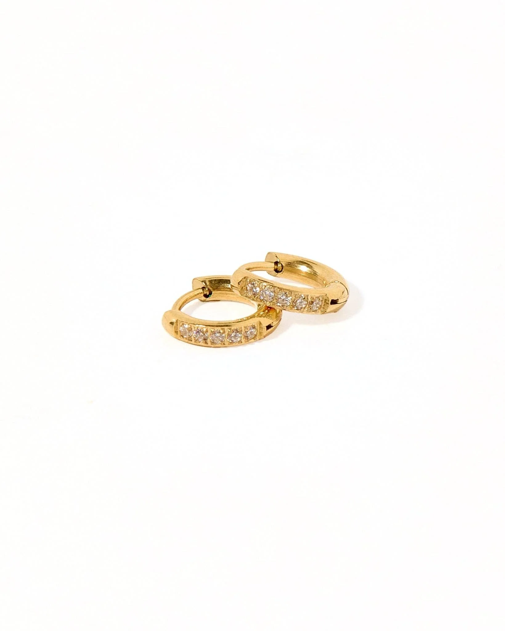 Huggie Earrings - Scarlett Hoop Gold 8mm CZ - Image 4