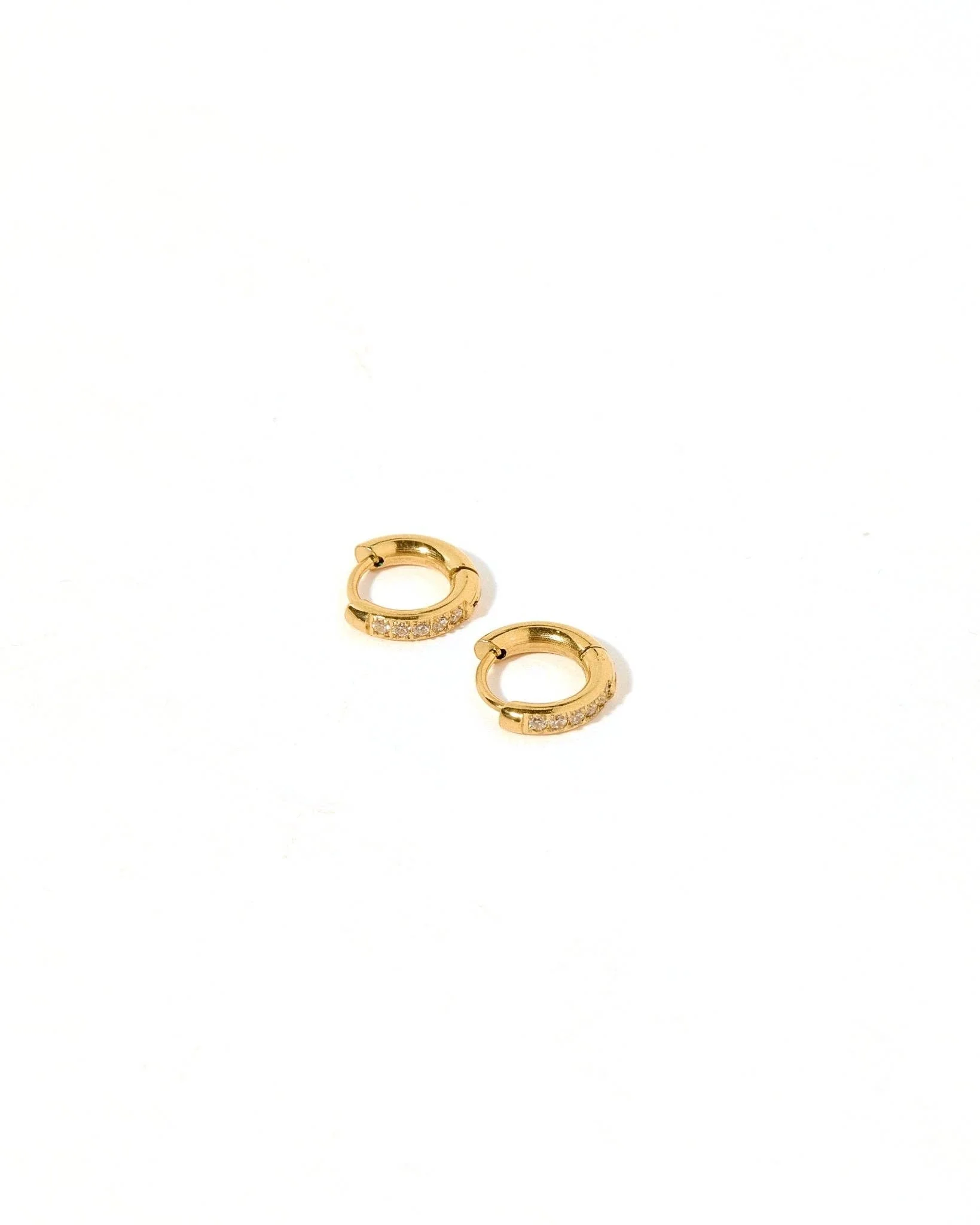 Huggie Earrings - Scarlett Hoop Gold 8mm CZ - Image 5