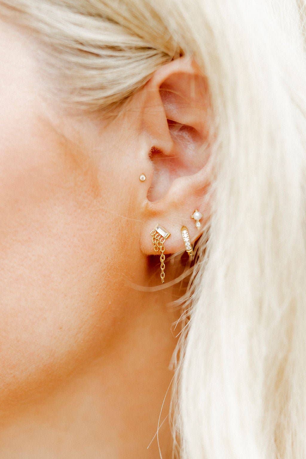 Huggie Earrings - Scarlett Hoop Gold 8mm CZ - Image 7