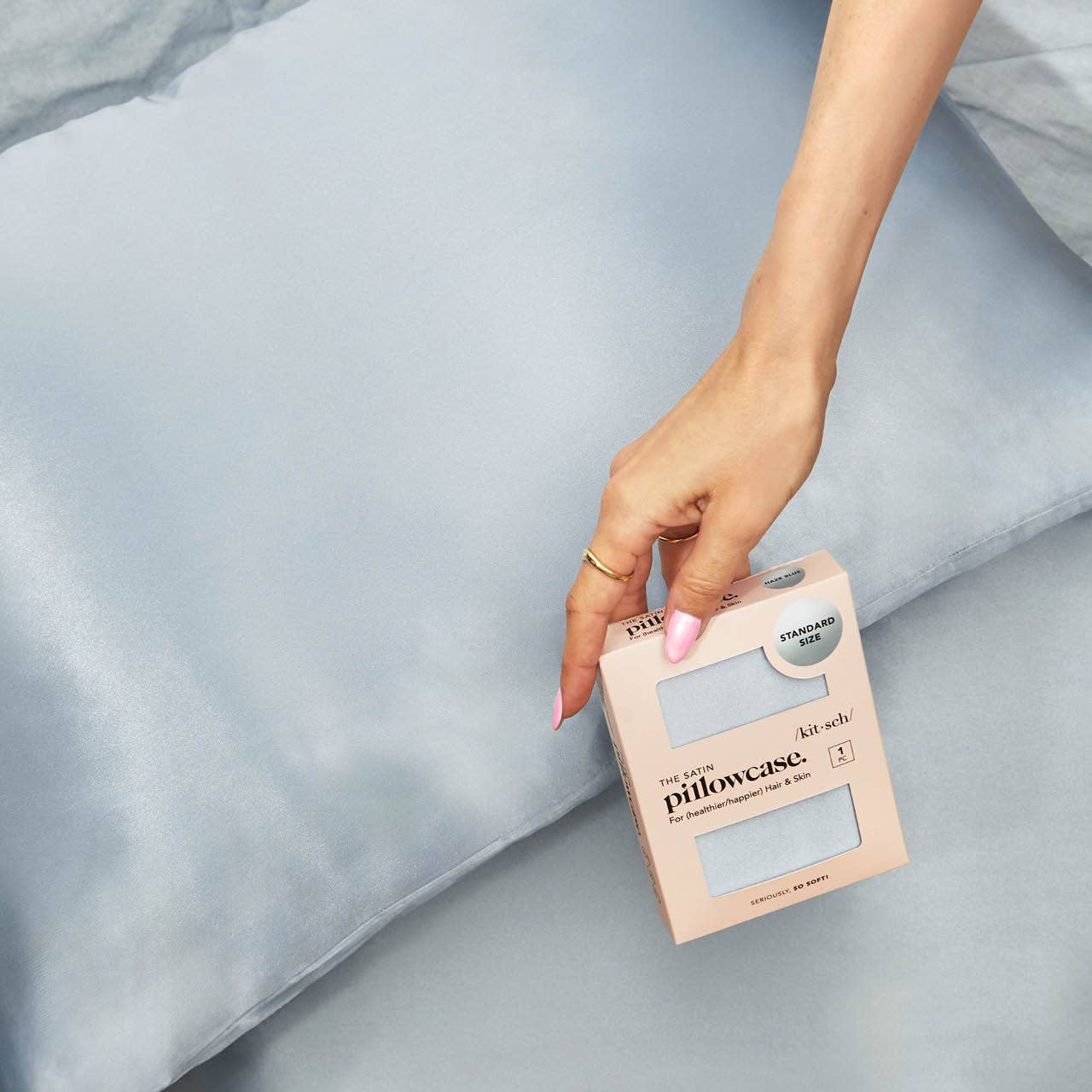 Standard Satin Pillowcase - Haze Blue - Image 4