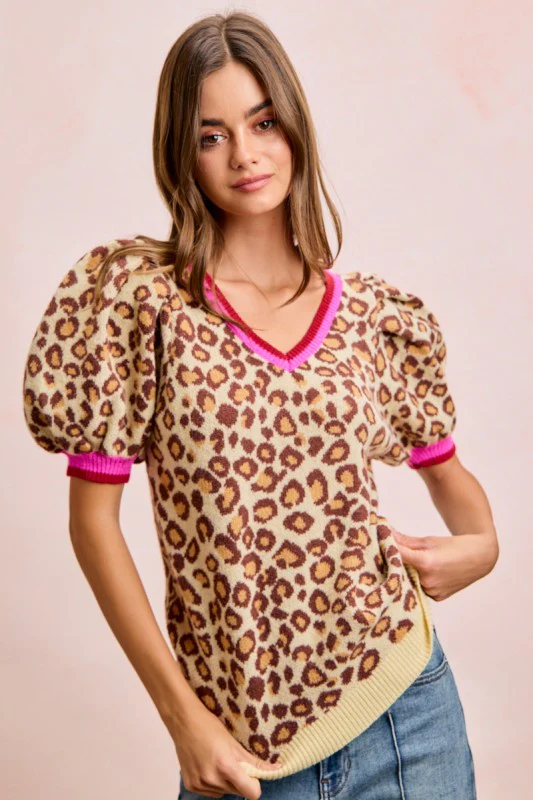 Leopard V Neck Sweater - Image 4