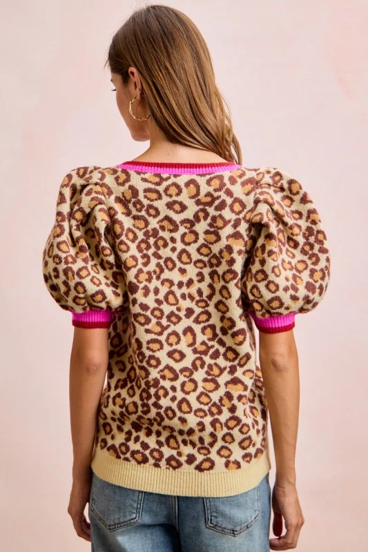 Leopard V Neck Sweater - Image 5