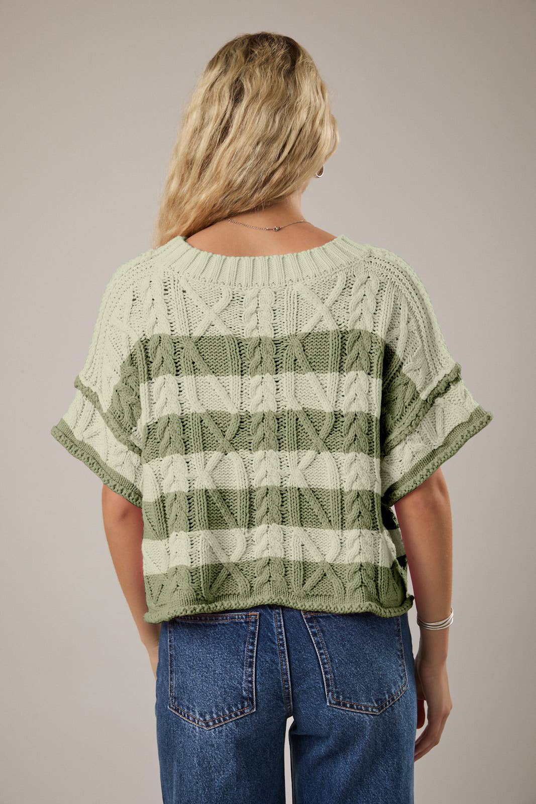 Maggie Striped Cable Sweater - Image 2