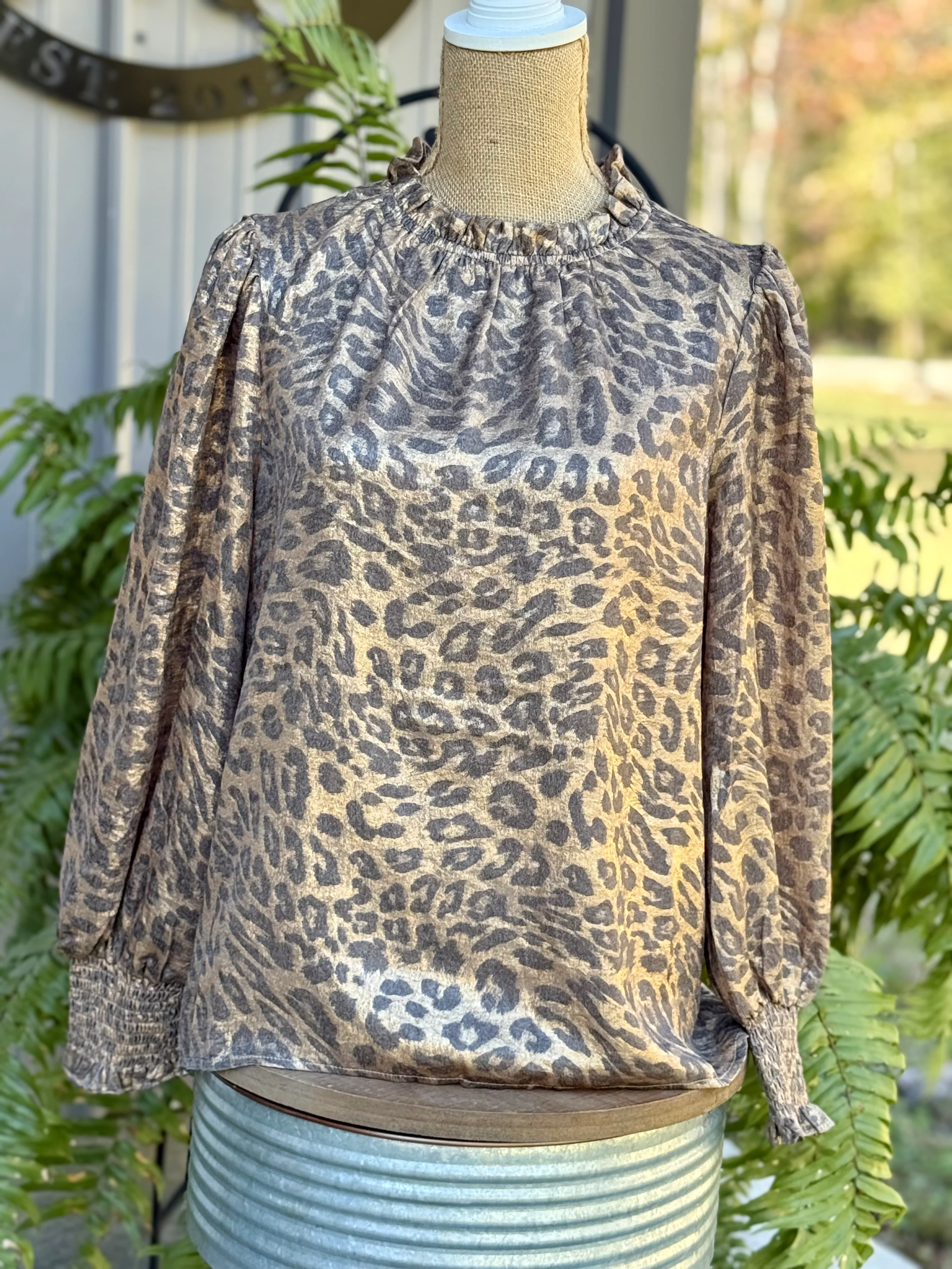 Metallic Leopard Print Blouse