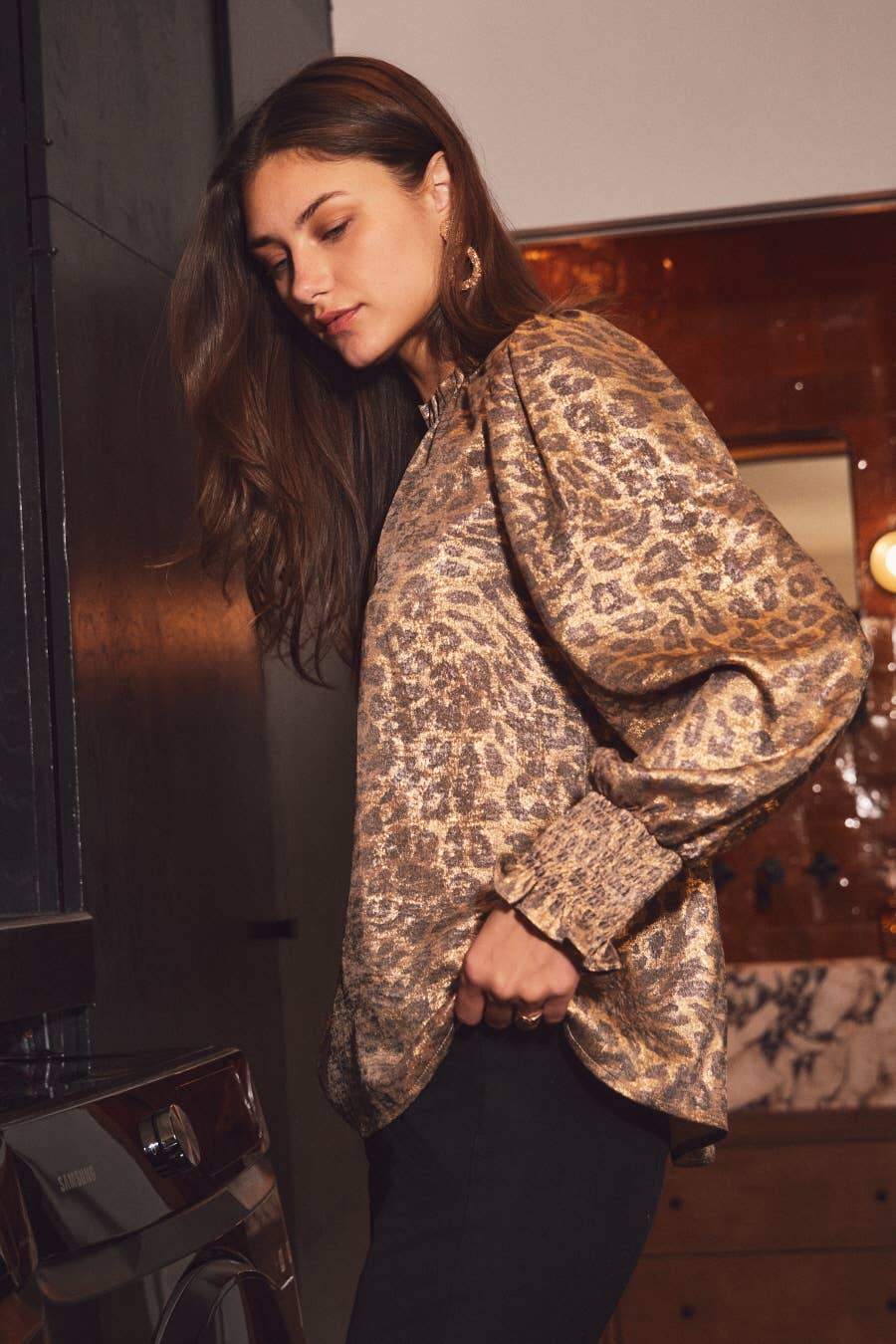 Metallic Leopard Print Blouse - Image 4