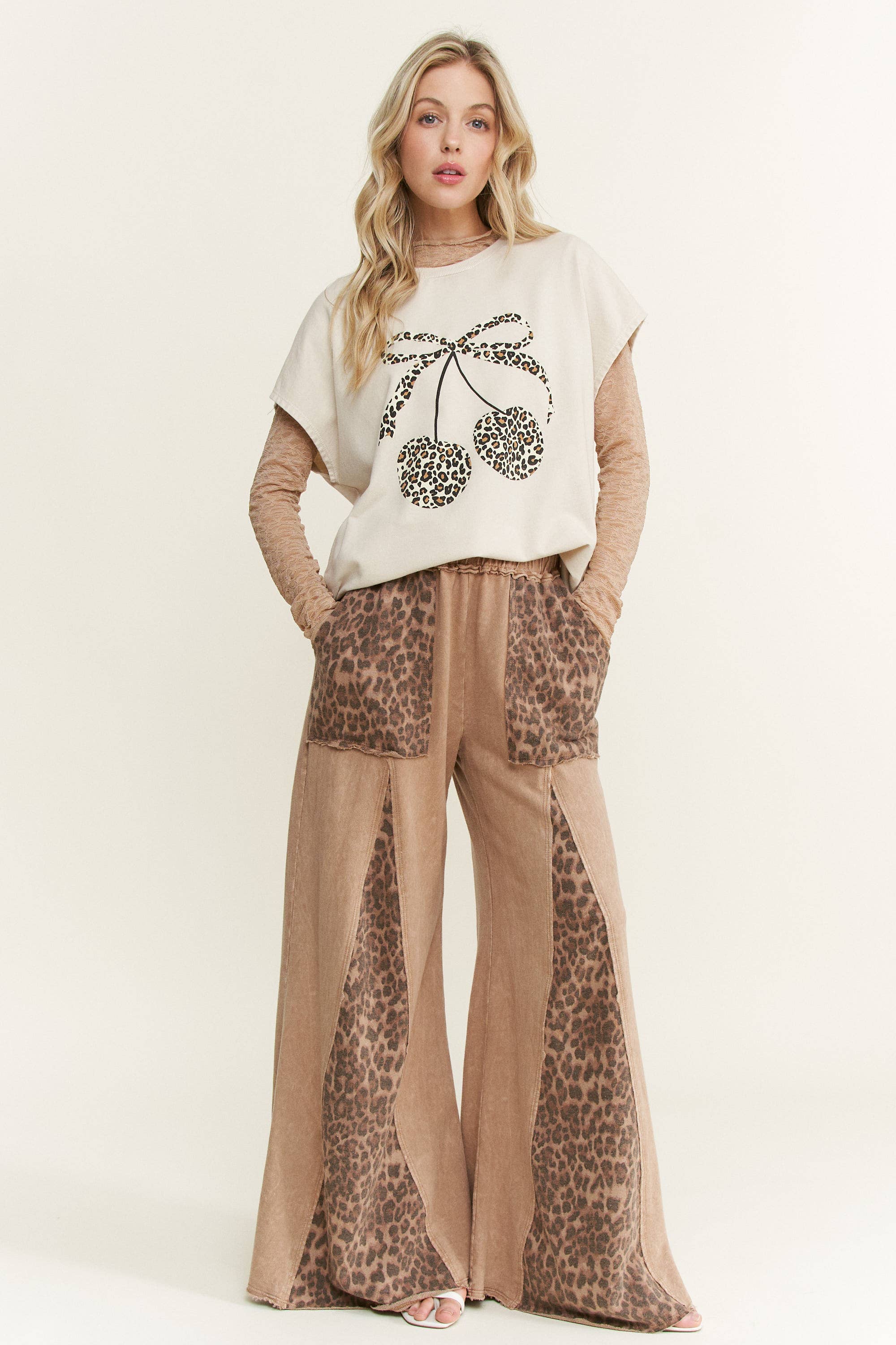 Mineral Washed Leopard Animal Cherry Graphic Top - Image 5