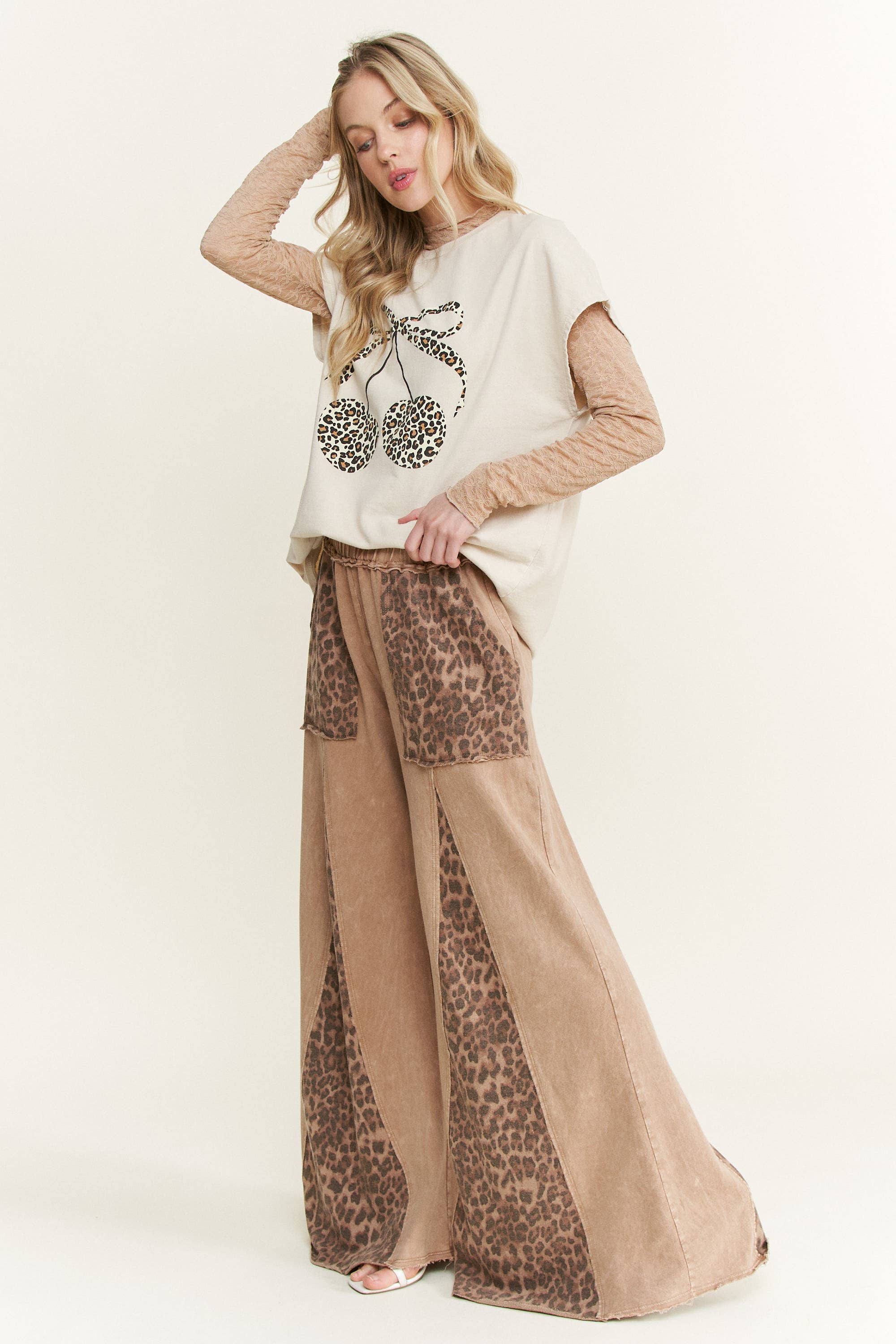 Mineral Washed Leopard Animal Cherry Graphic Top - Image 7