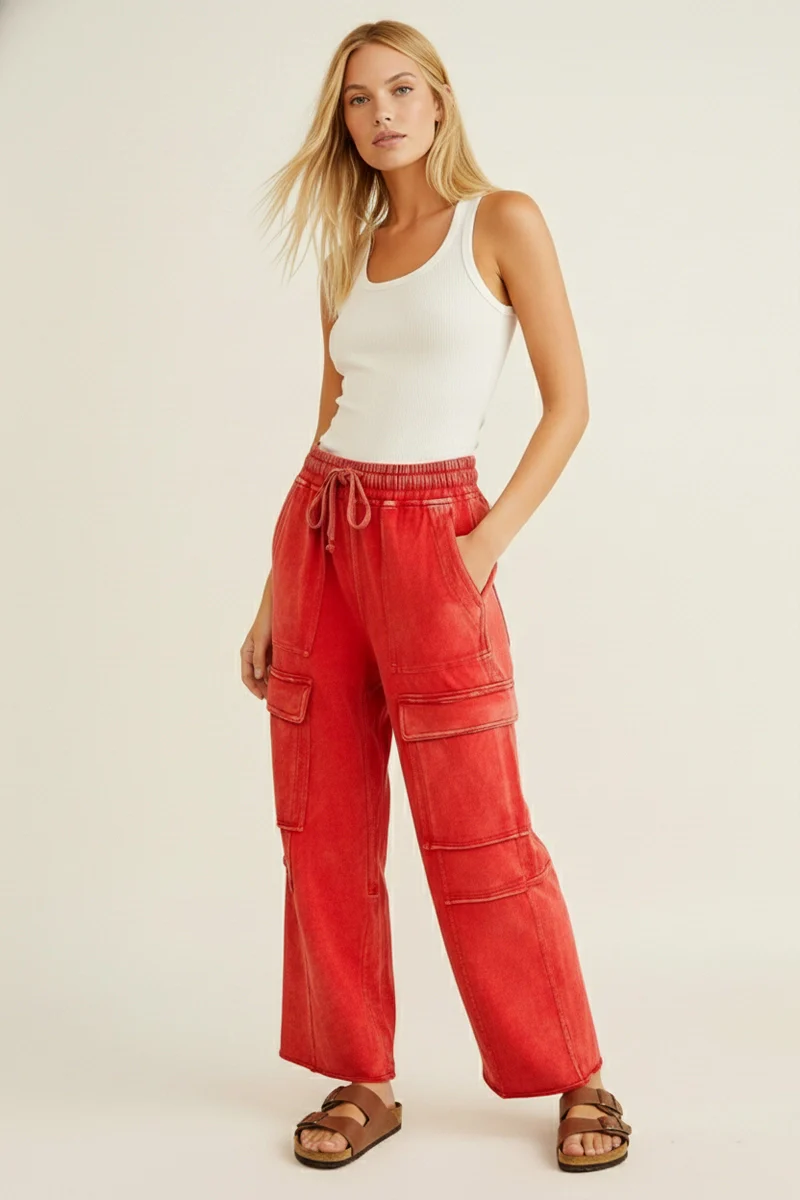 Mineral Washed Terry Cargo Pants - Image 3