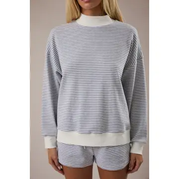 Mock Neck Striped Sweatshirt - Image 5