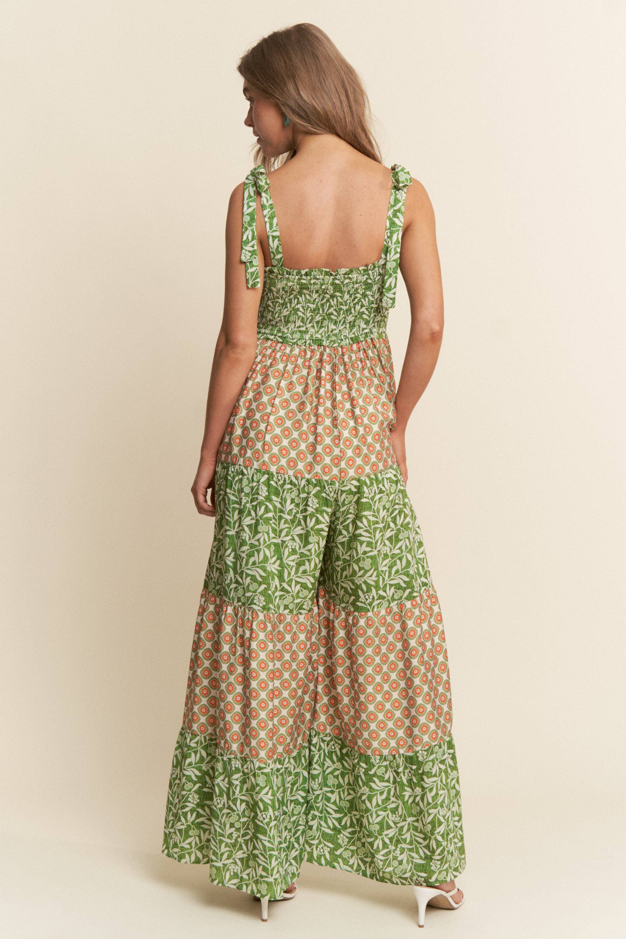 Jade Boho Smocked Wide Leg Jumpsuit - Image 5