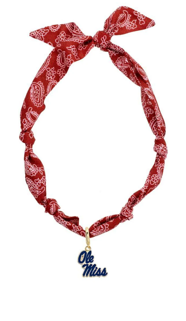 Ole Miss Rebels Logo Bandana Scarf Necklace - Image 2