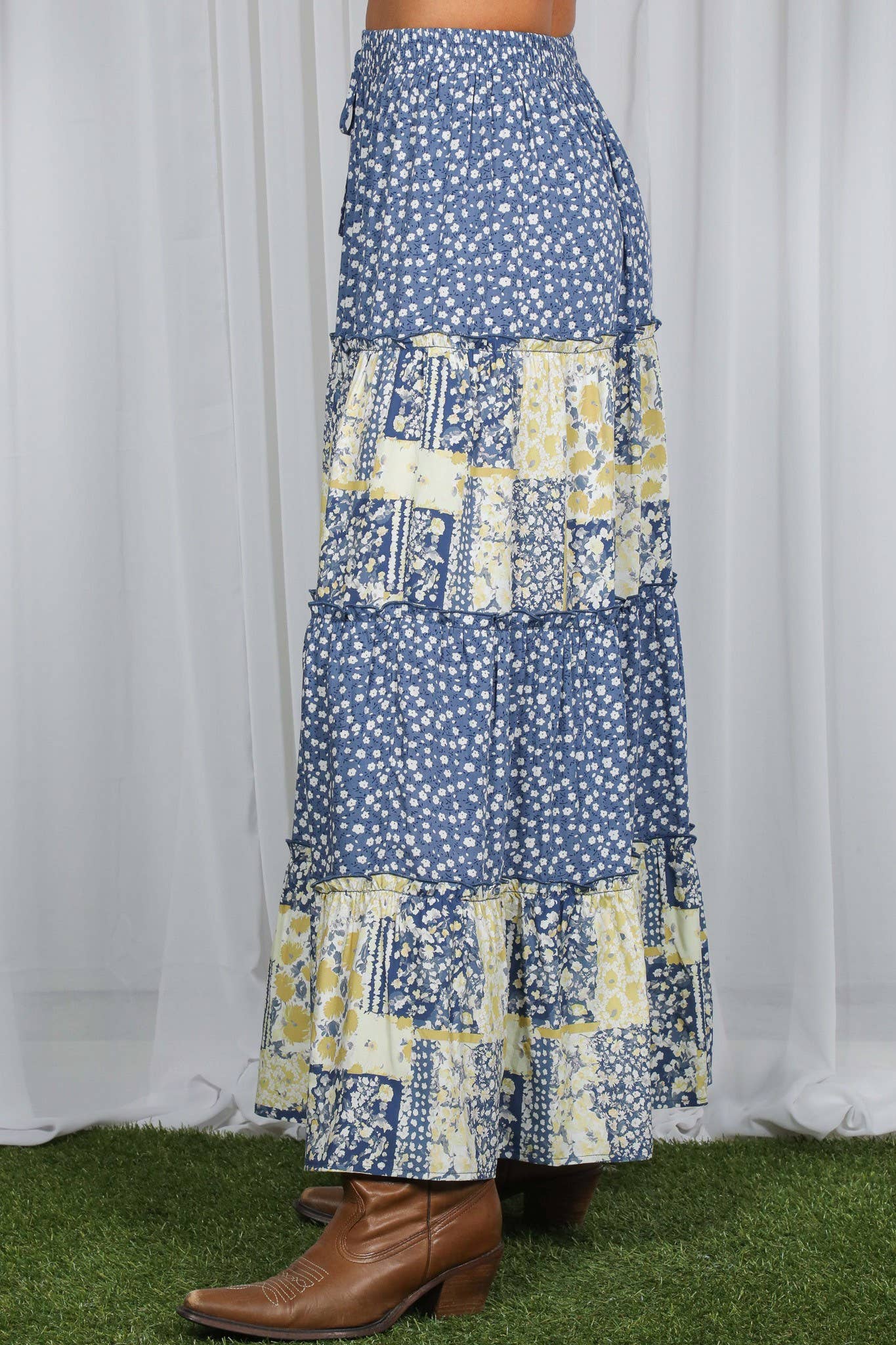 Patchwork Floral Print Boho Skirt - Image 8
