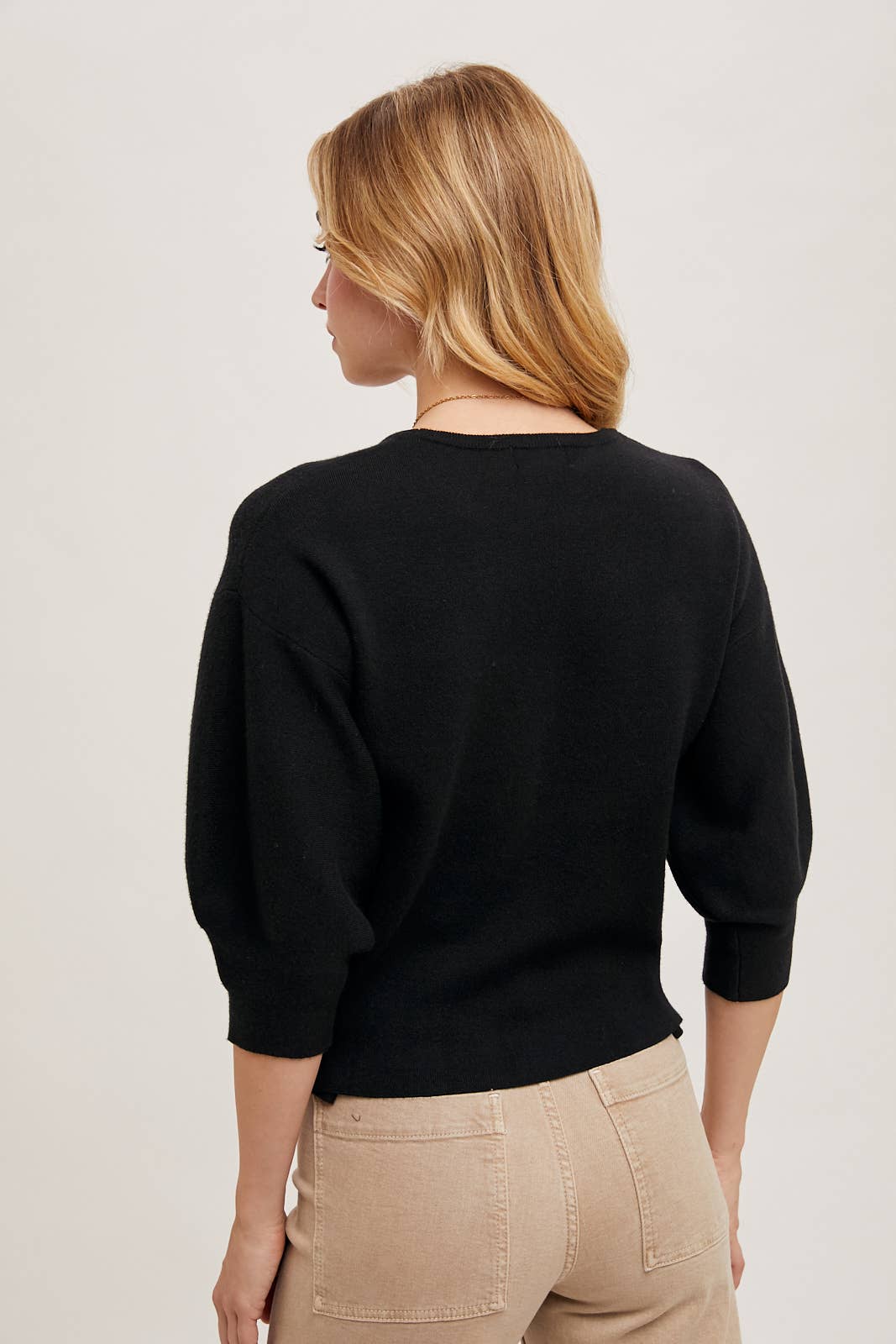Black Puffed Sleeve Sweater - Image 6