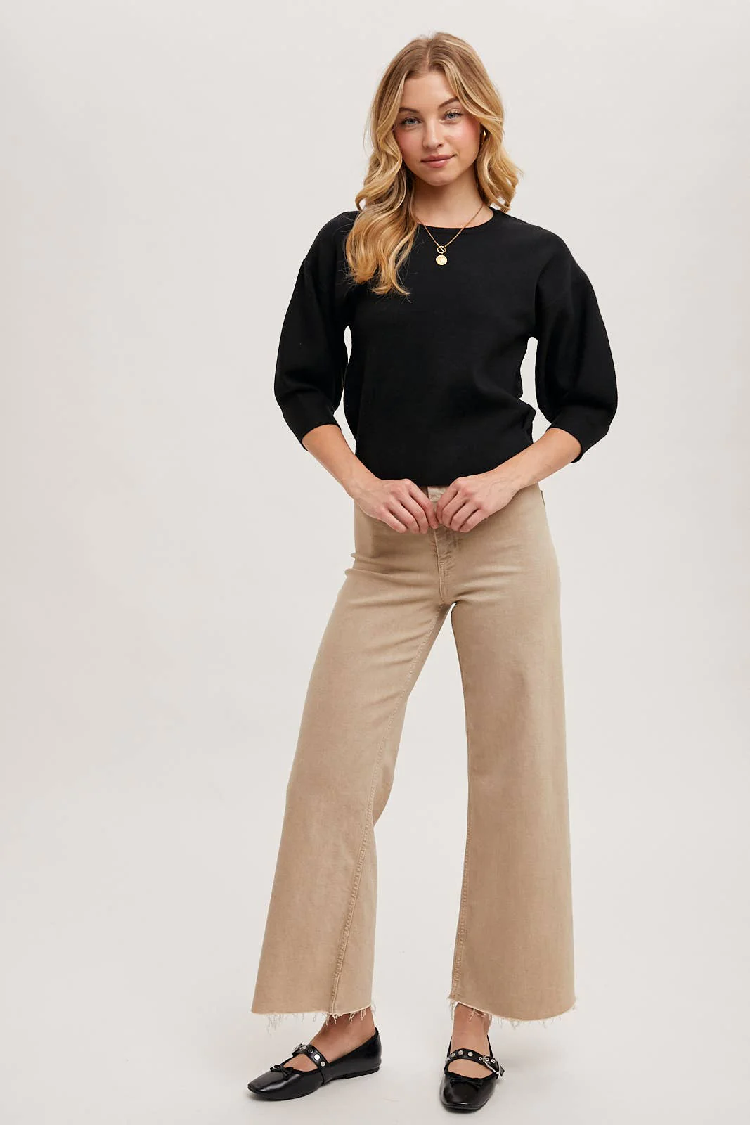 Black Puffed Sleeve Sweater - Image 8