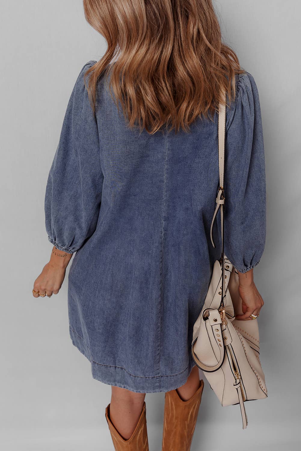 Sara Pleated Denim Dress - Image 5