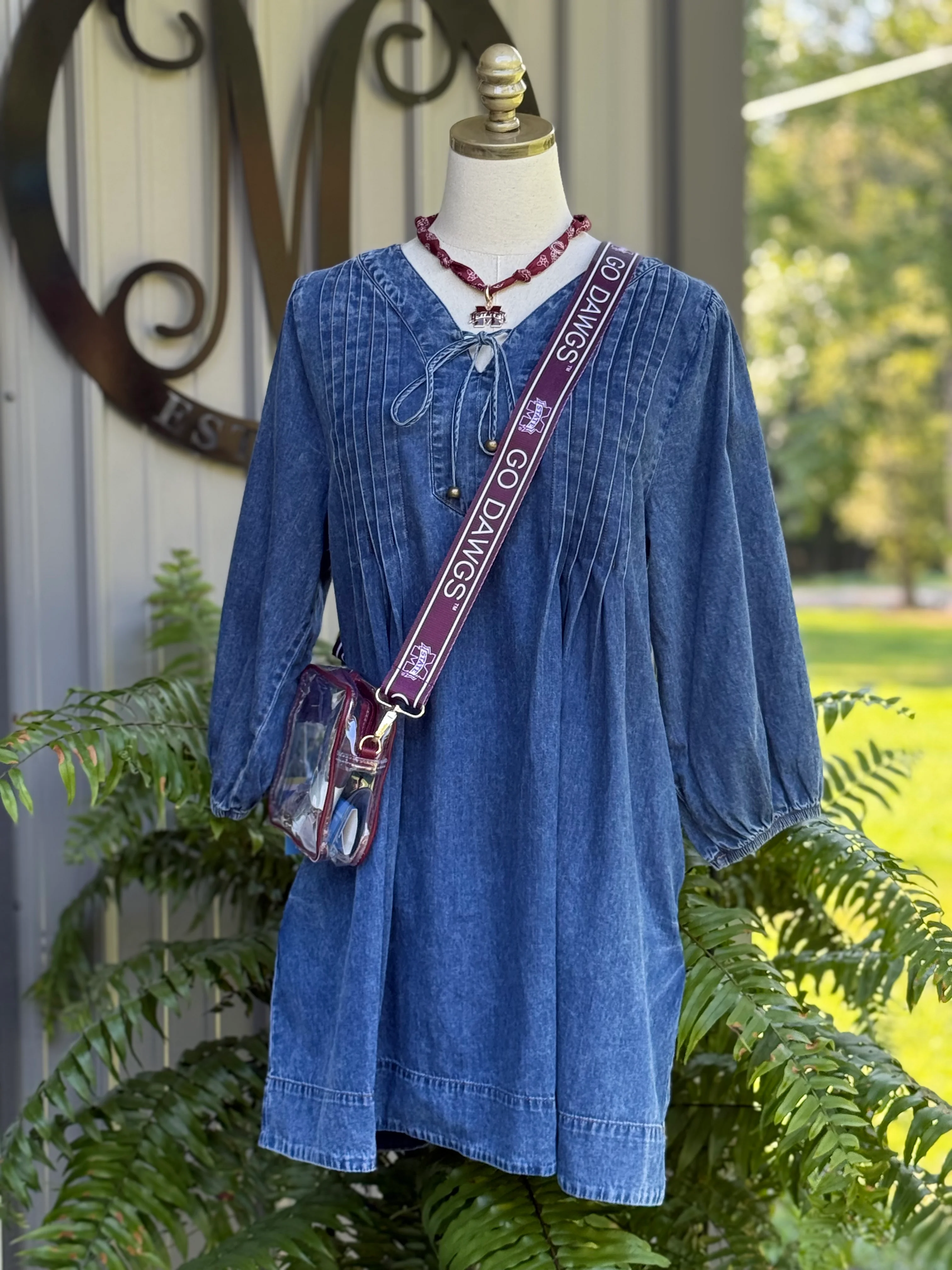 Sara Pleated Denim Dress - Image 9