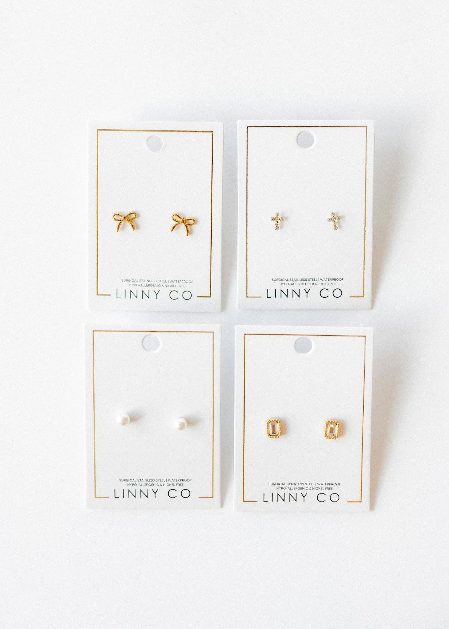Screwback Stud Earrings - Clara Cross Gold Sparkle - Image 18