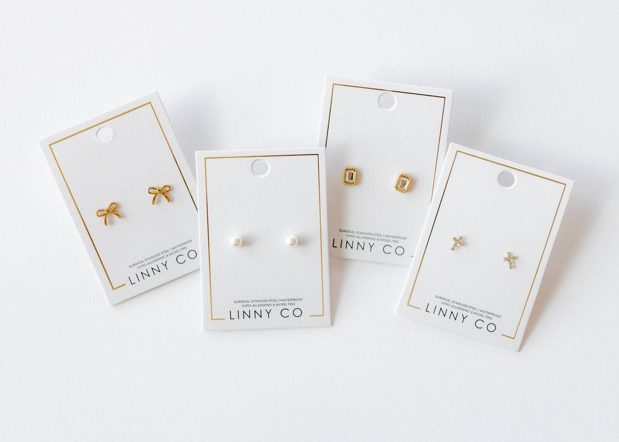 Screwback Stud Earrings - Clara Cross Gold Sparkle - Image 19