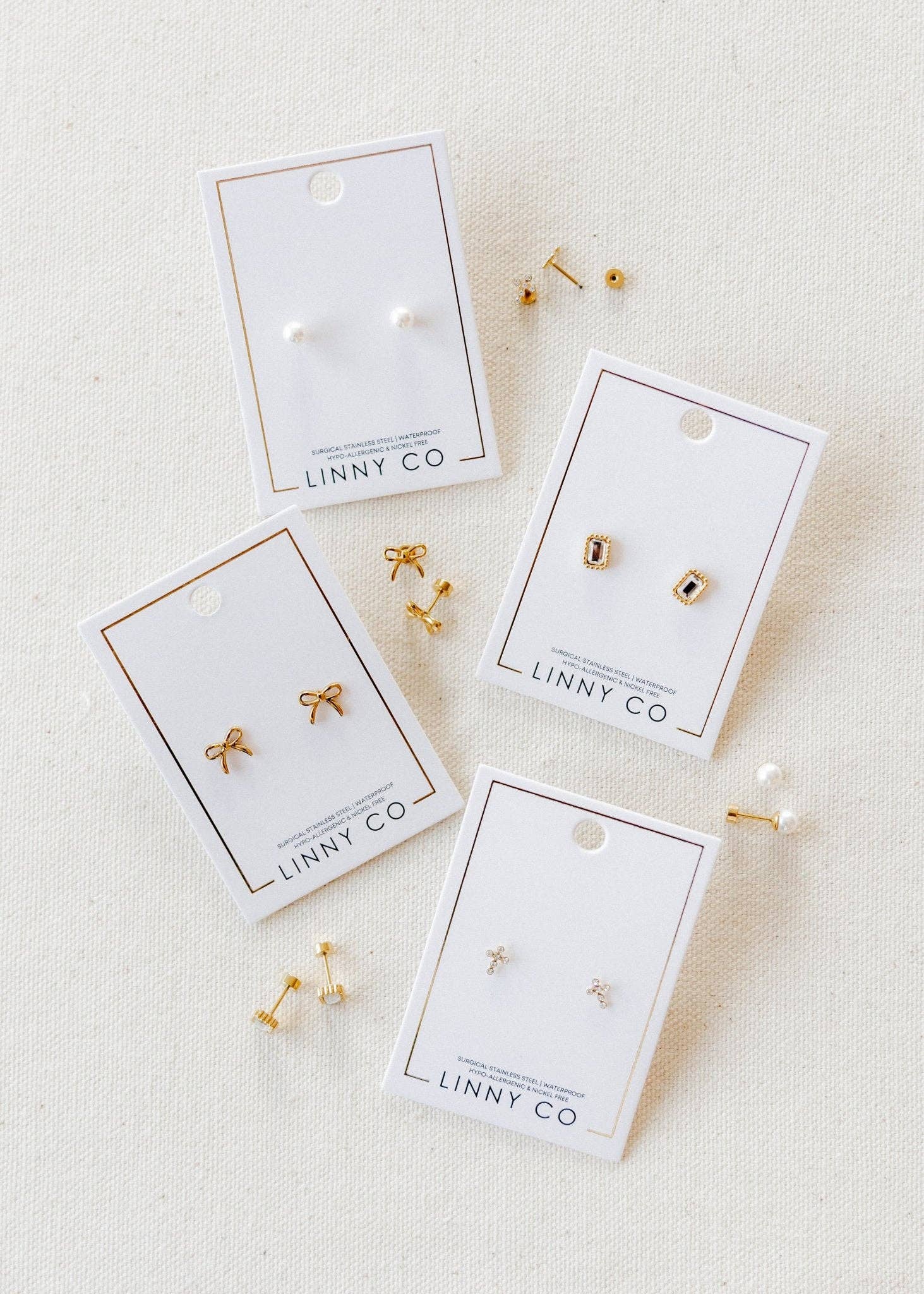 Screwback Stud Earrings - Clara Cross Gold Sparkle - Image 21