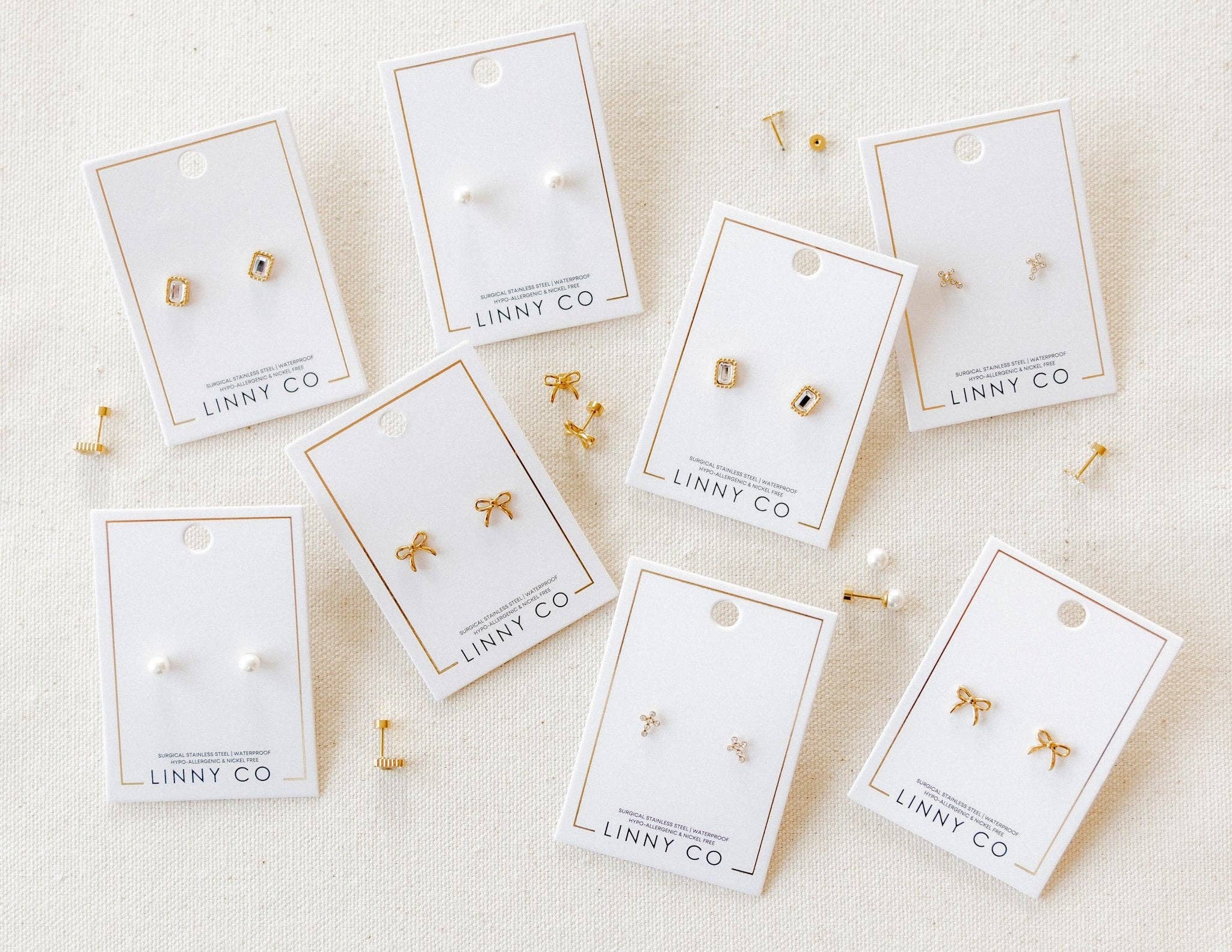 Screwback Stud Earrings - Clara Cross Gold Sparkle - Image 22