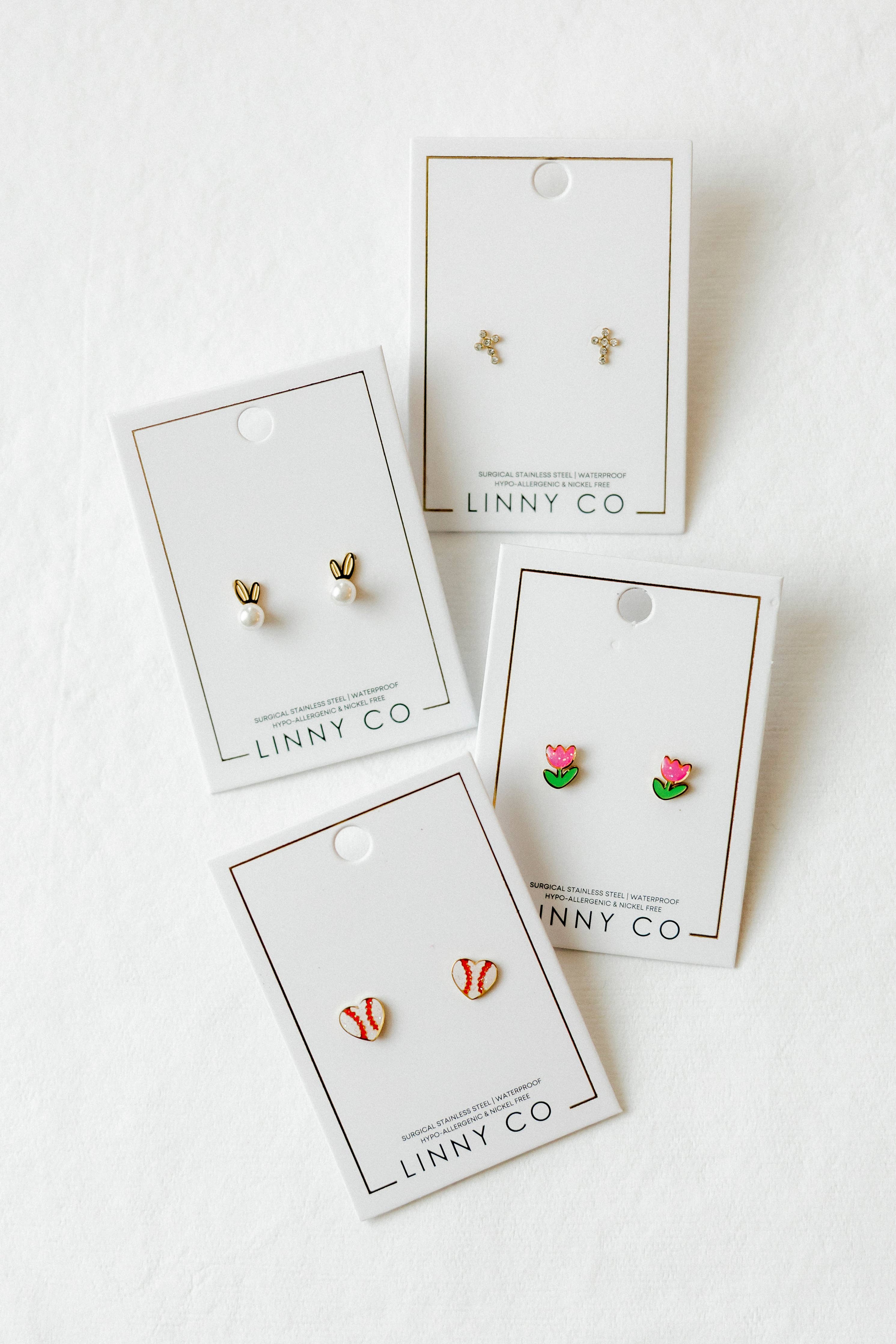 Screwback Stud Earrings - Clara Cross Gold Sparkle - Image 23