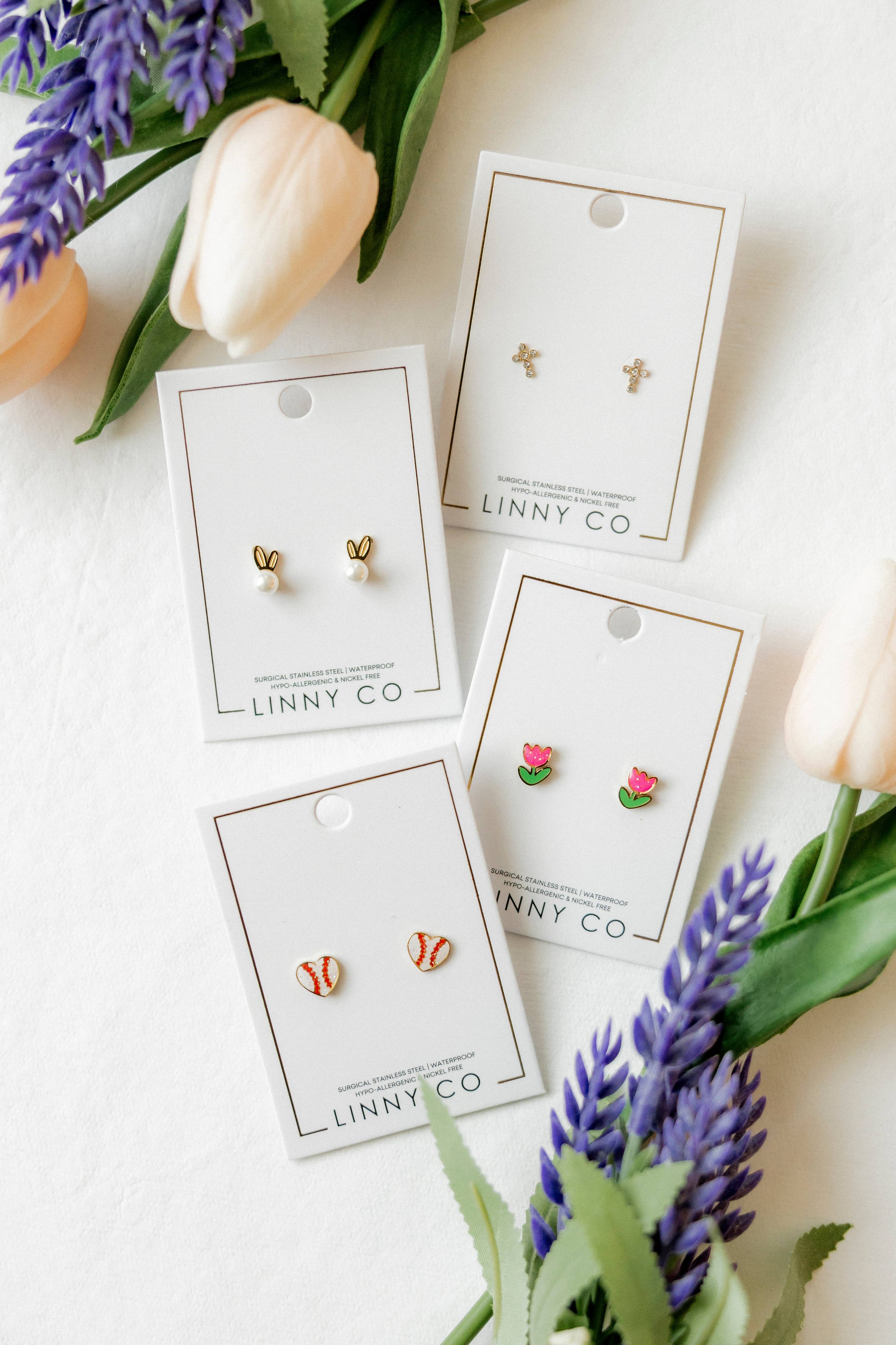 Screwback Stud Earrings - Clara Cross Gold Sparkle - Image 24