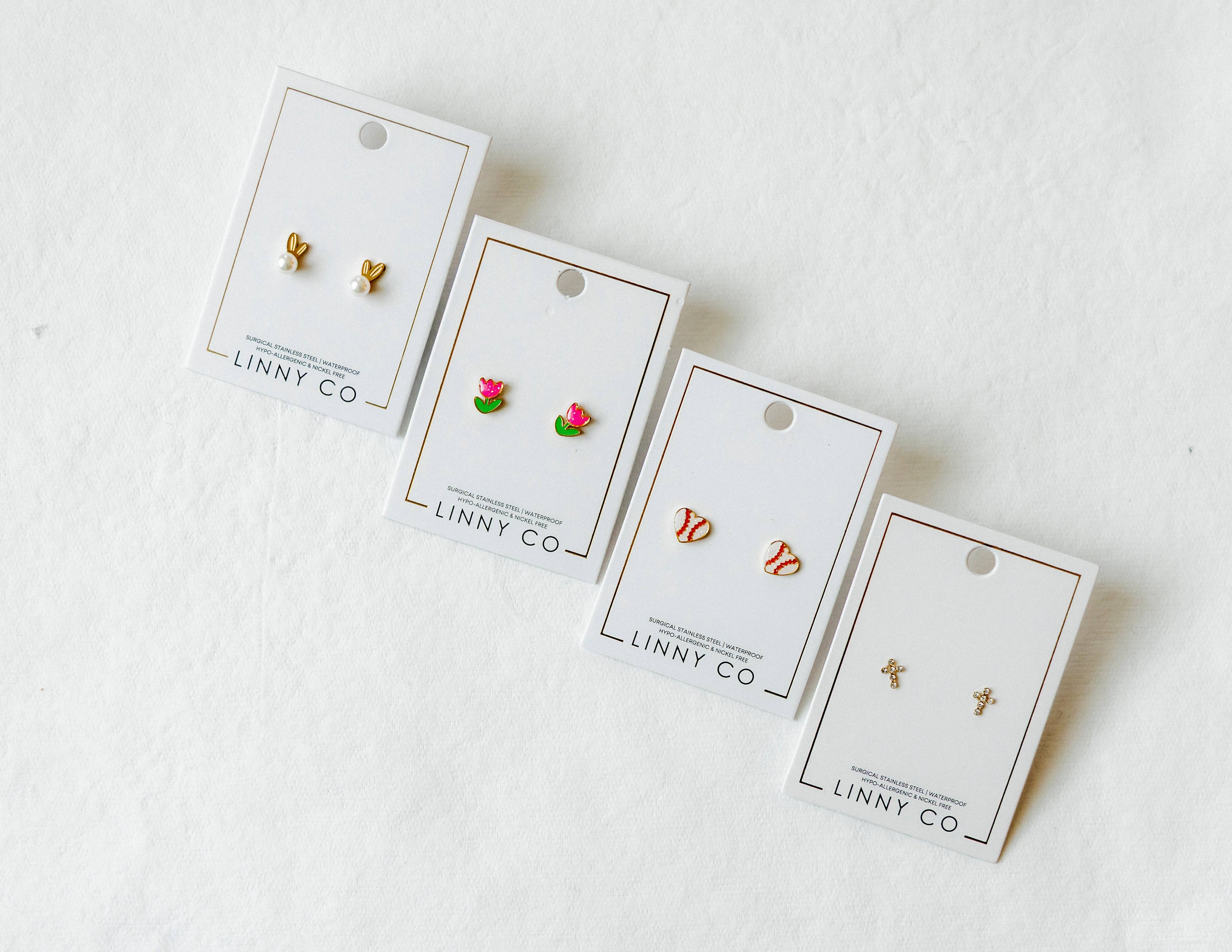 Screwback Stud Earrings - Clara Cross Gold Sparkle - Image 25