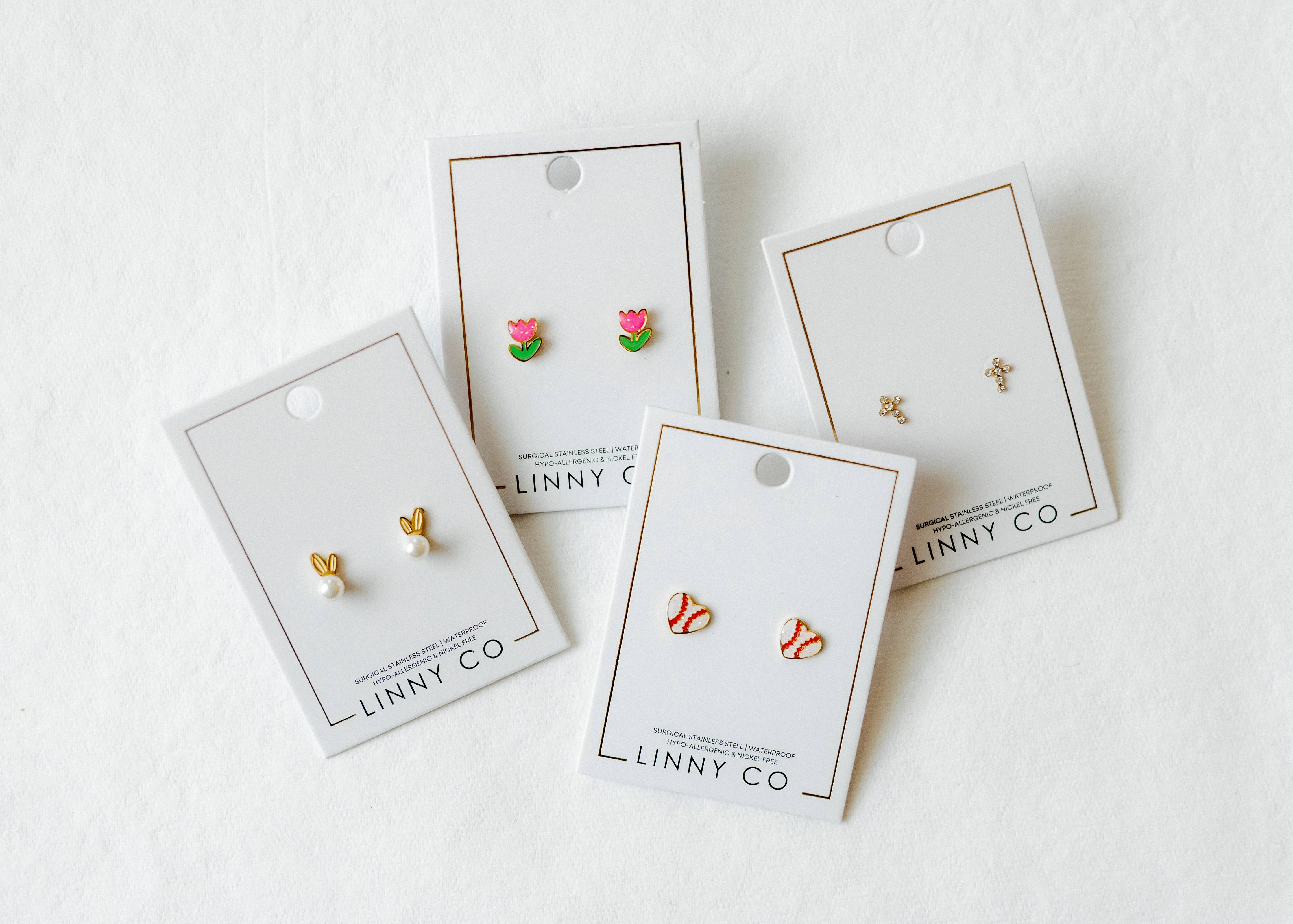 Screwback Stud Earrings - Clara Cross Gold Sparkle - Image 26