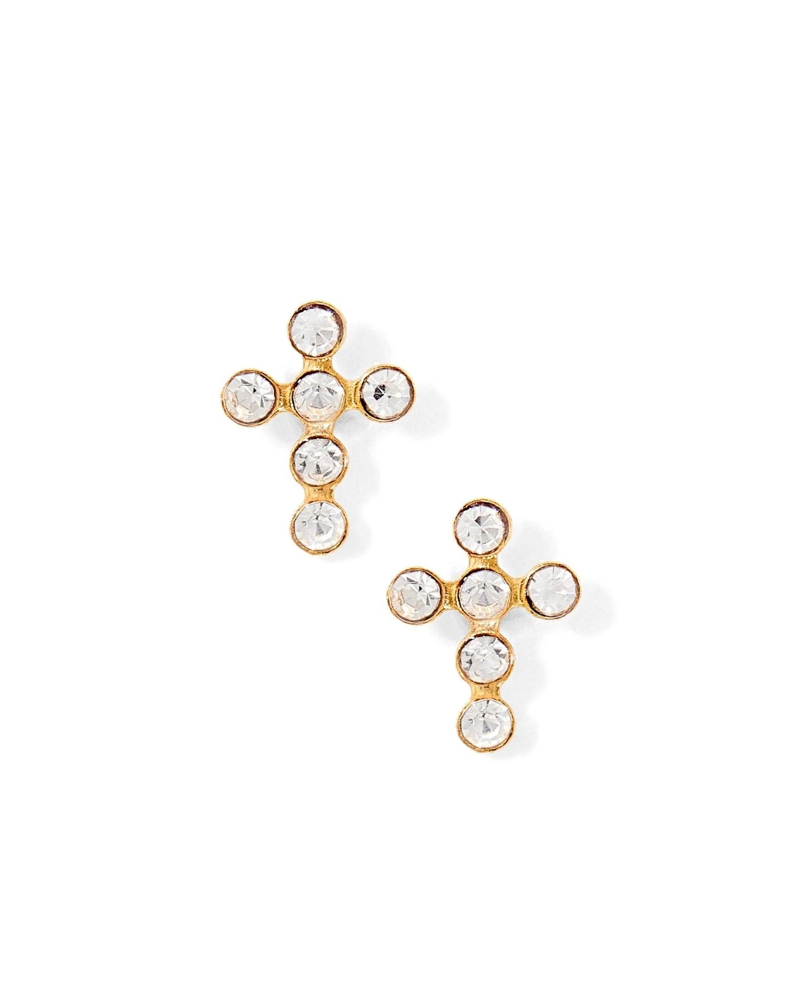 Screwback Stud Earrings - Clara Cross Gold Sparkle - Image 3